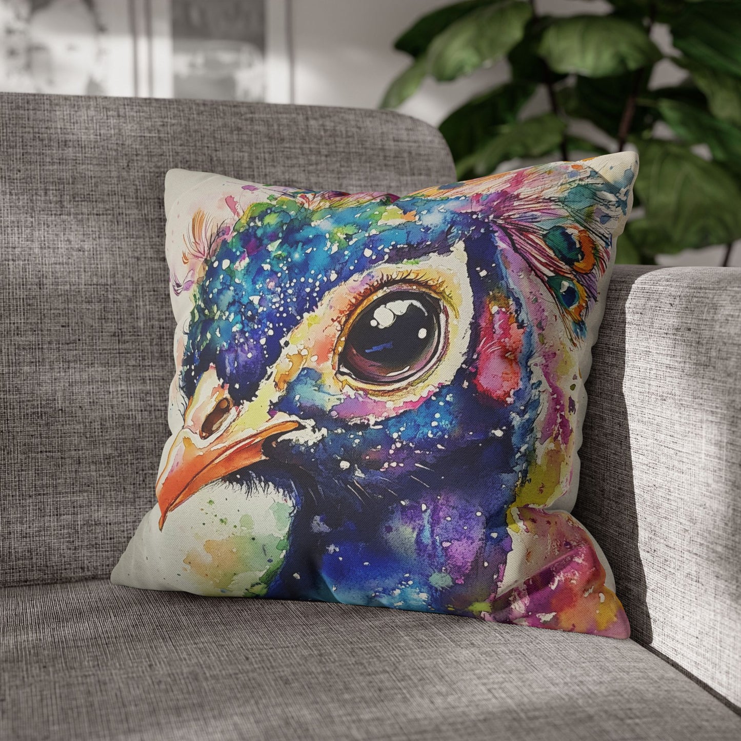 Print Pillowcase - Baby Peacock In Colorful Watercolors