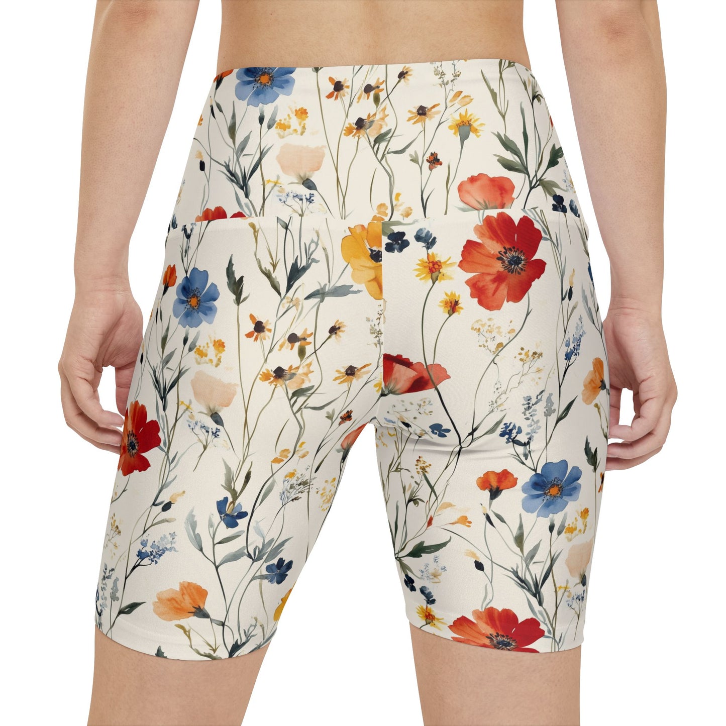 Athletic Shorts - Watercolor Boho Wildflowers On Cream