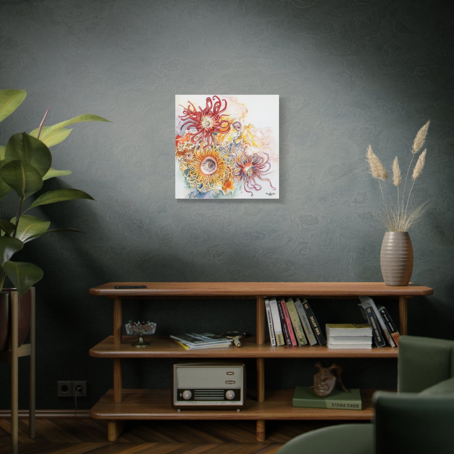 Canvas Art - Ocean Sea Anemones Watercolor