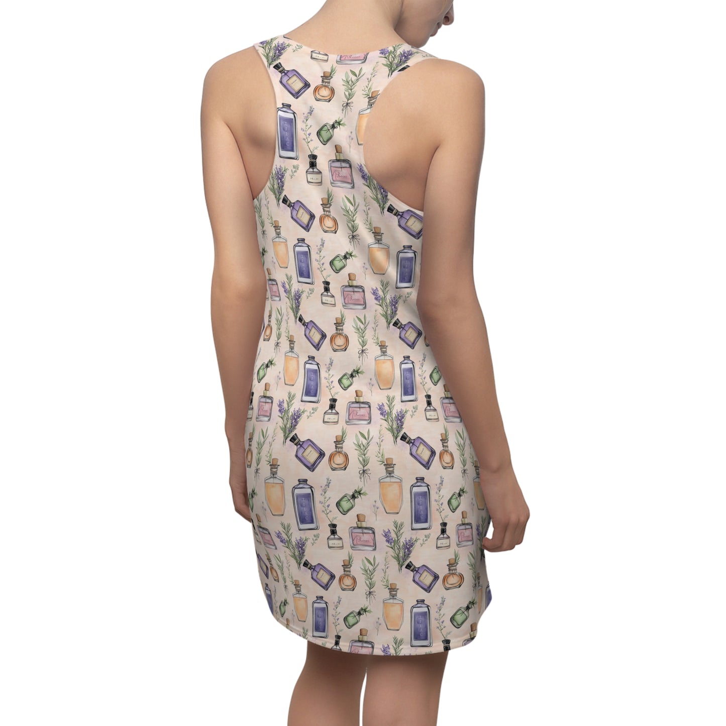Women's Racerback Dress - Bohemian Floral Vintage Perfume Bottles