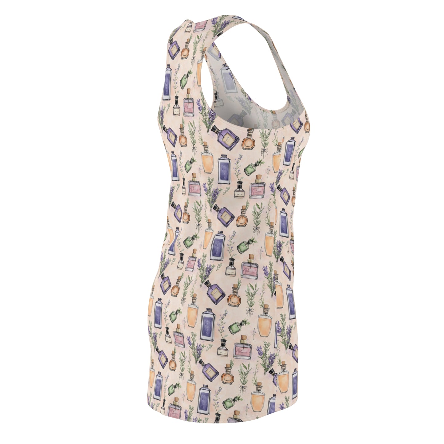 Women's Racerback Dress - Bohemian Floral Vintage Perfume Bottles