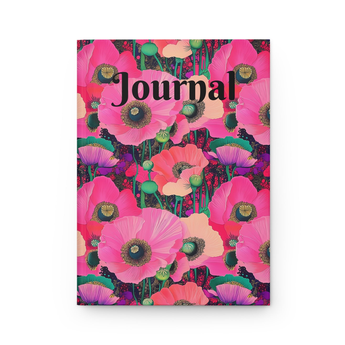 Hardcover Journal - Vibrant Fuchsia Pink Poppy Design for Personal Reflection and Creativity