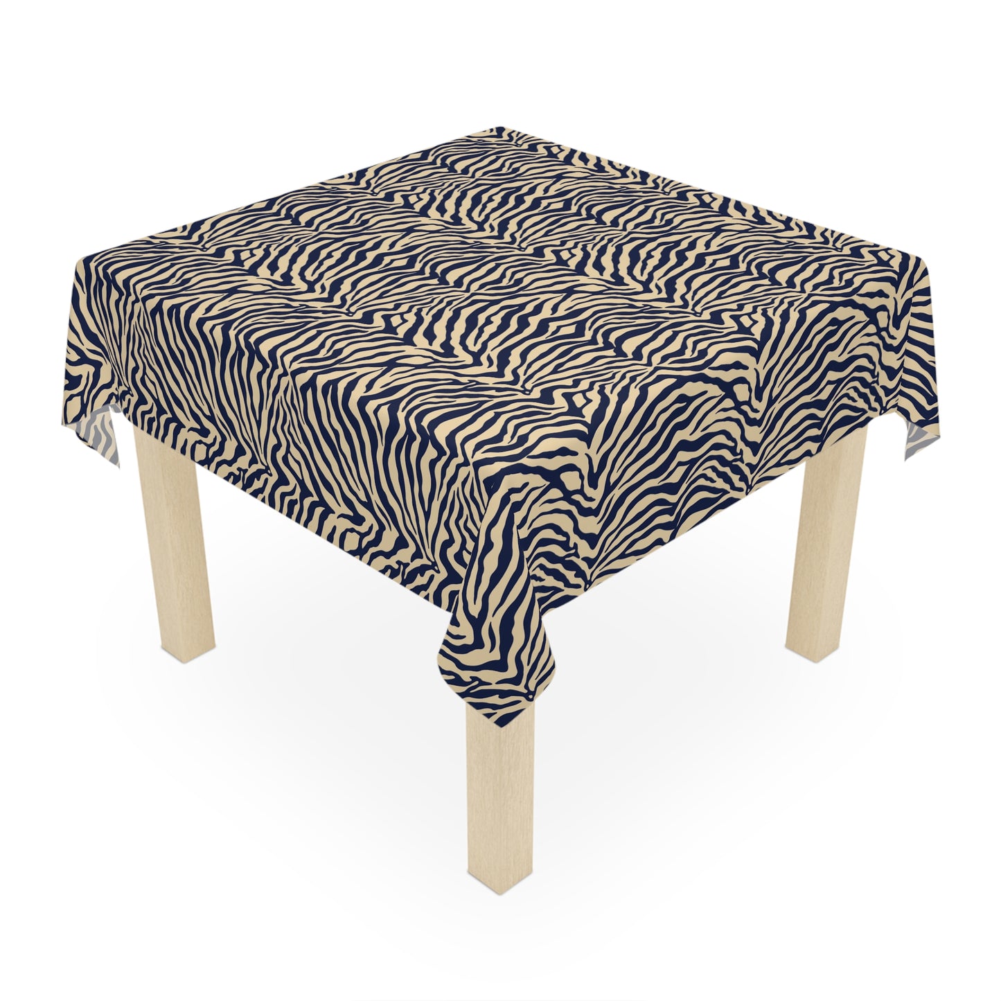 Square Tablecloth - Zebra Tan & Navy Print