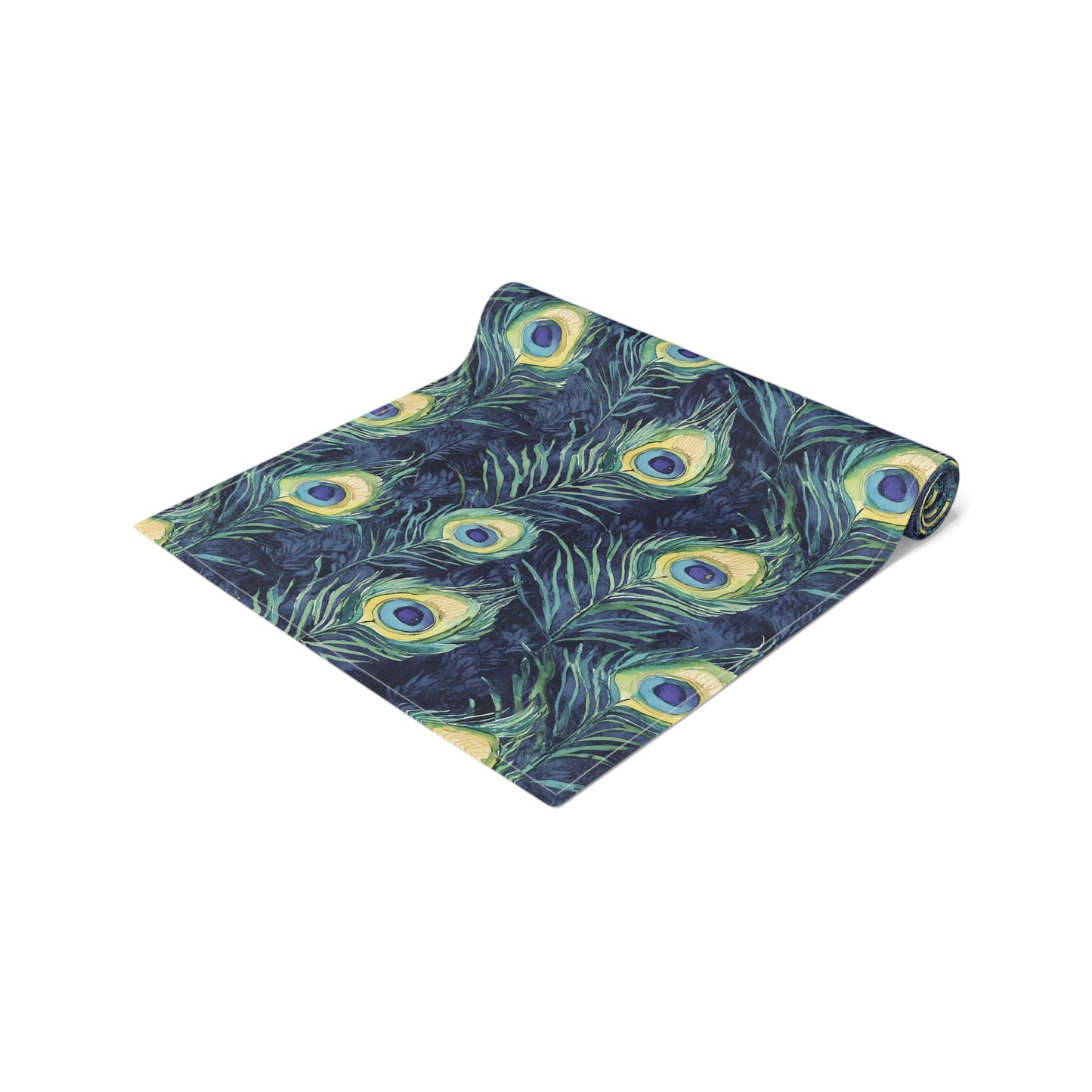 Table Runner - Elegant Peacock Feathers