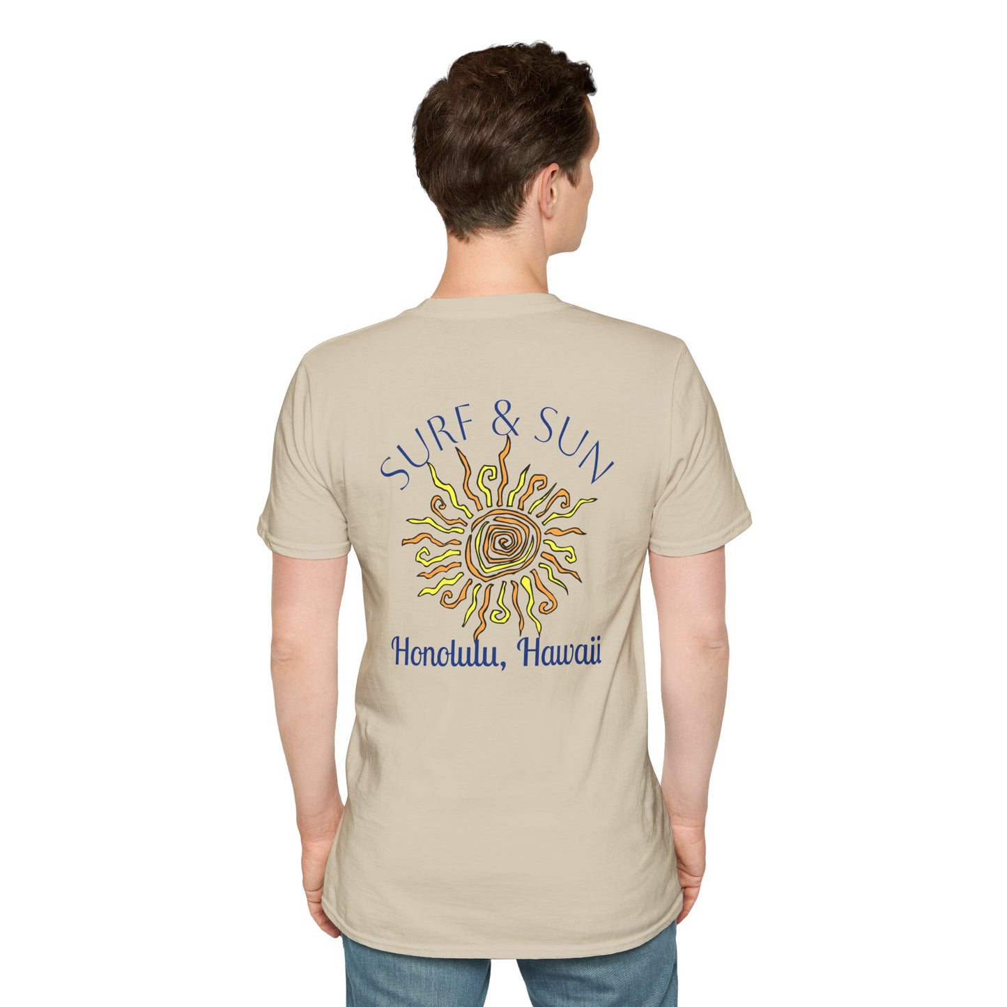 Men's Novelty T-Shirt - Surf & Sun Honolulu Hawaii
