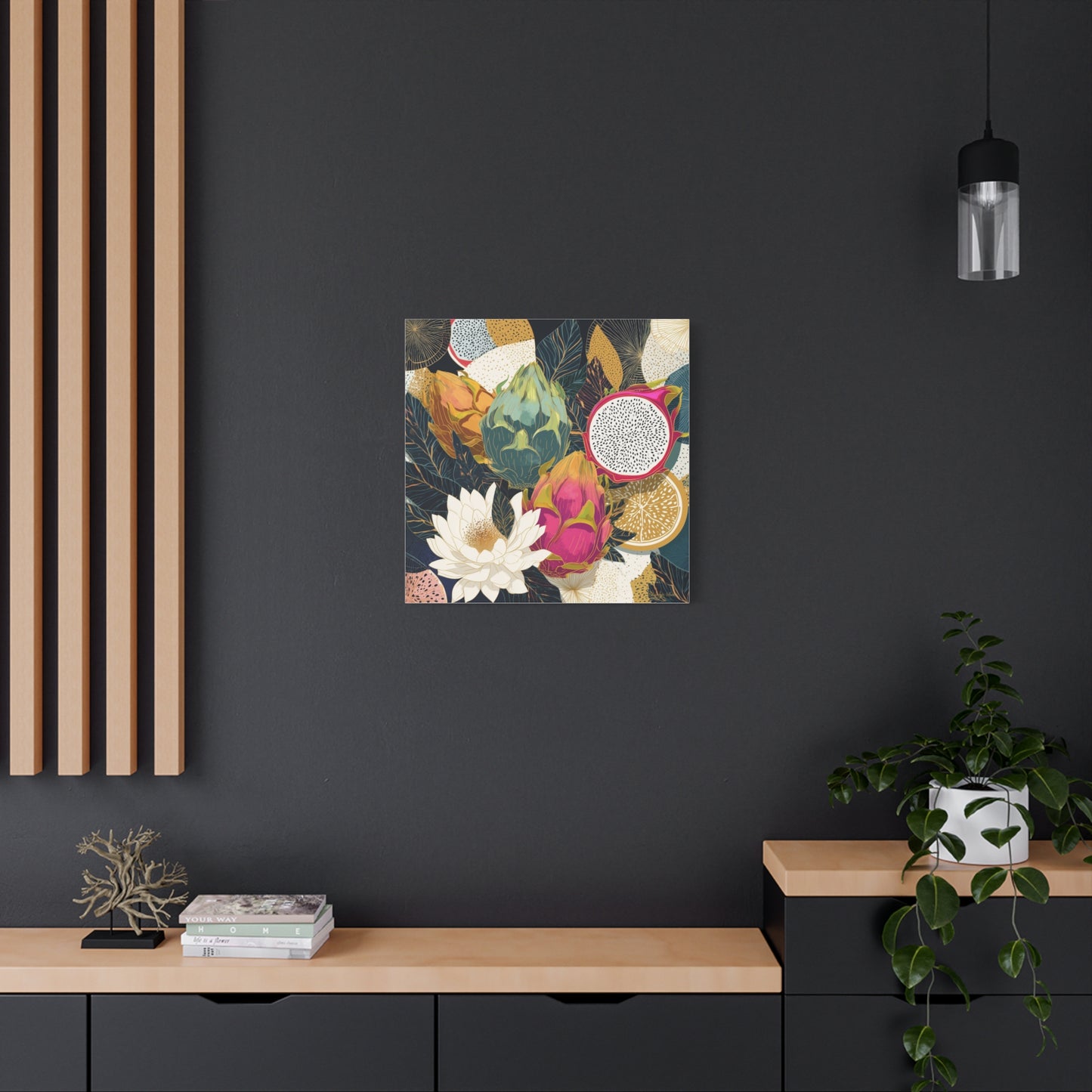 Canvas Art - Autumn Textured Harvest Dragonfruit Floral