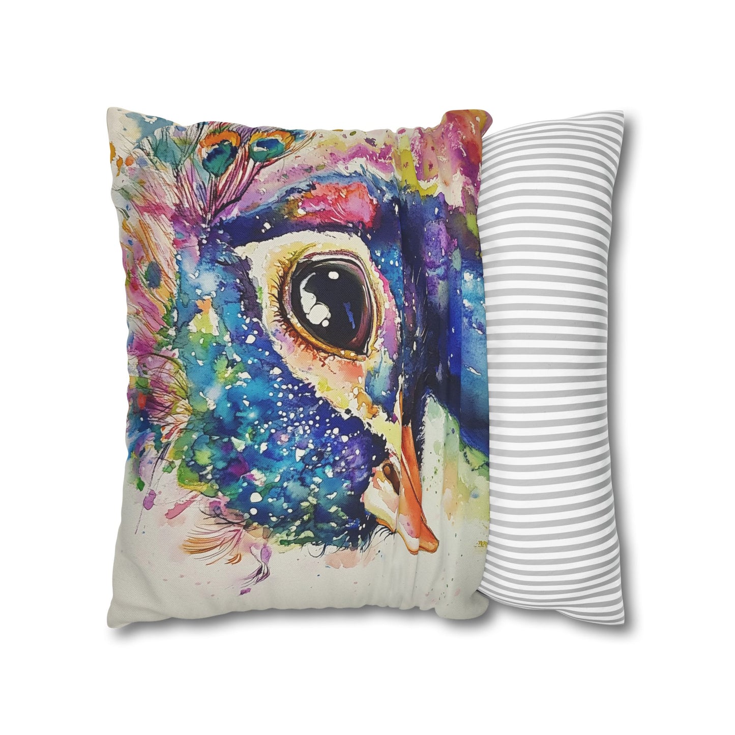 Print Pillowcase - Baby Peacock In Colorful Watercolors