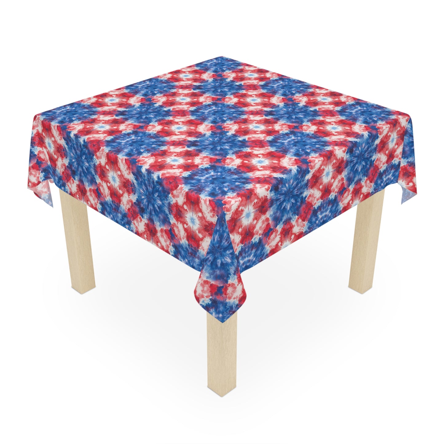 Square Tablecloth - Patriotic Red, White & Blue Tie-Dye