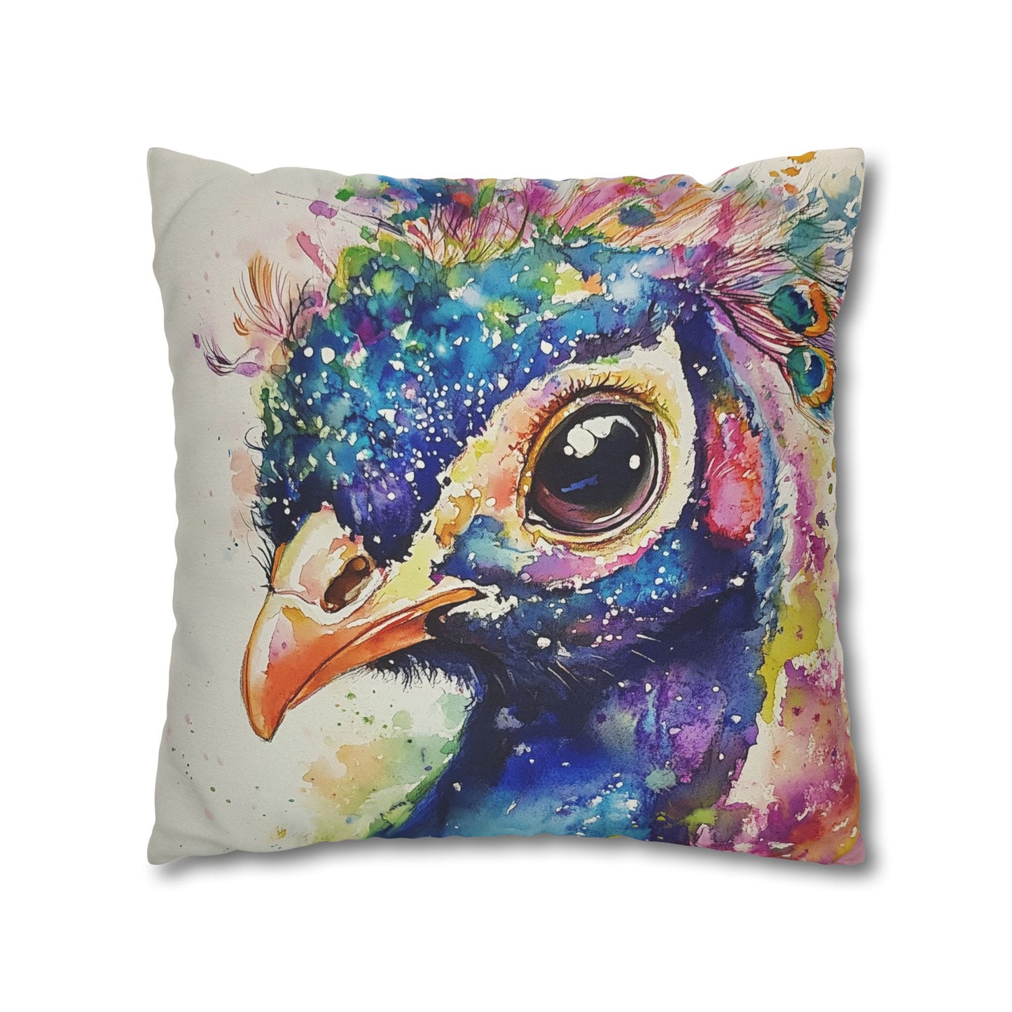 Print Pillowcase - Baby Peacock In Colorful Watercolors