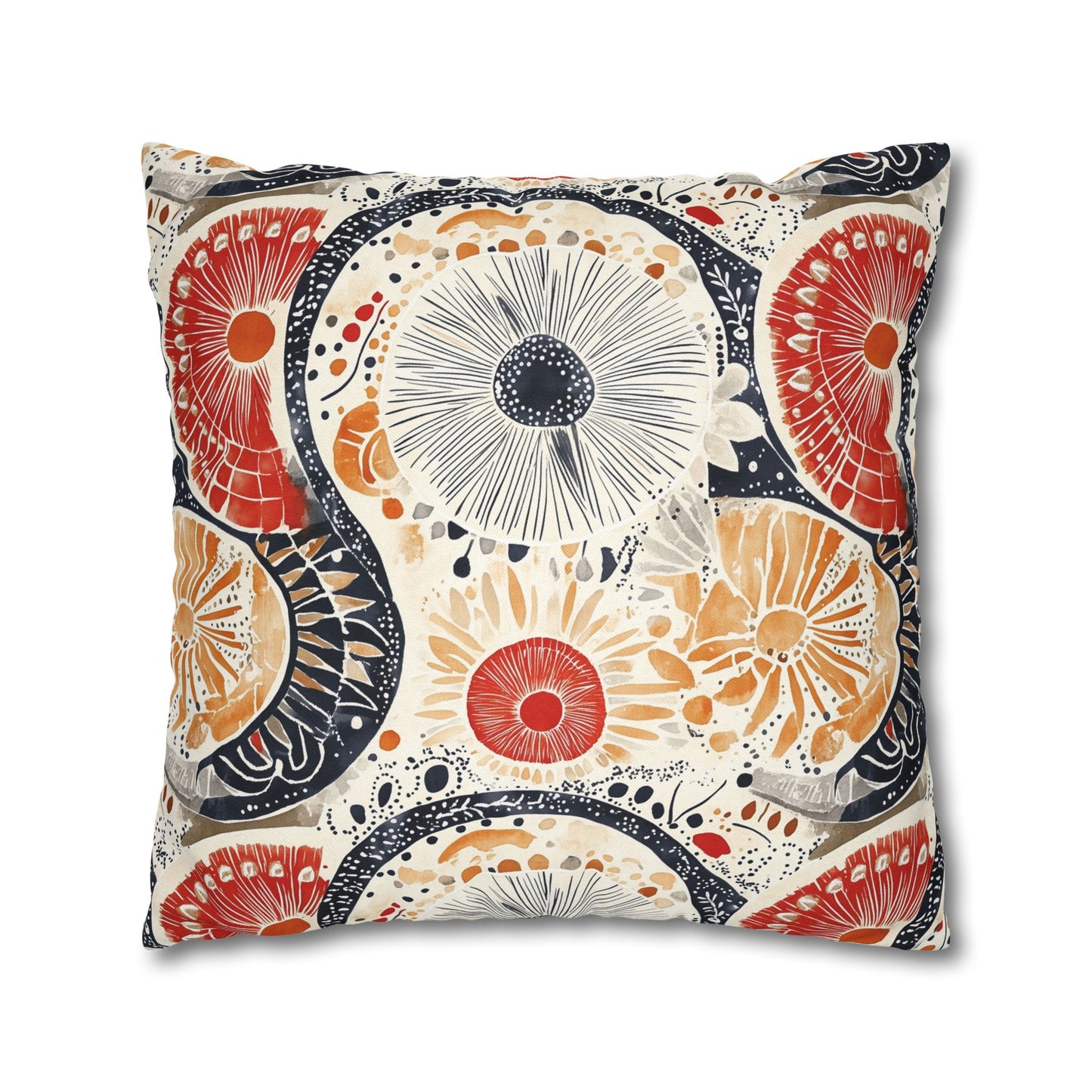 Square Pillow Cover - Boho Mandala Abstract