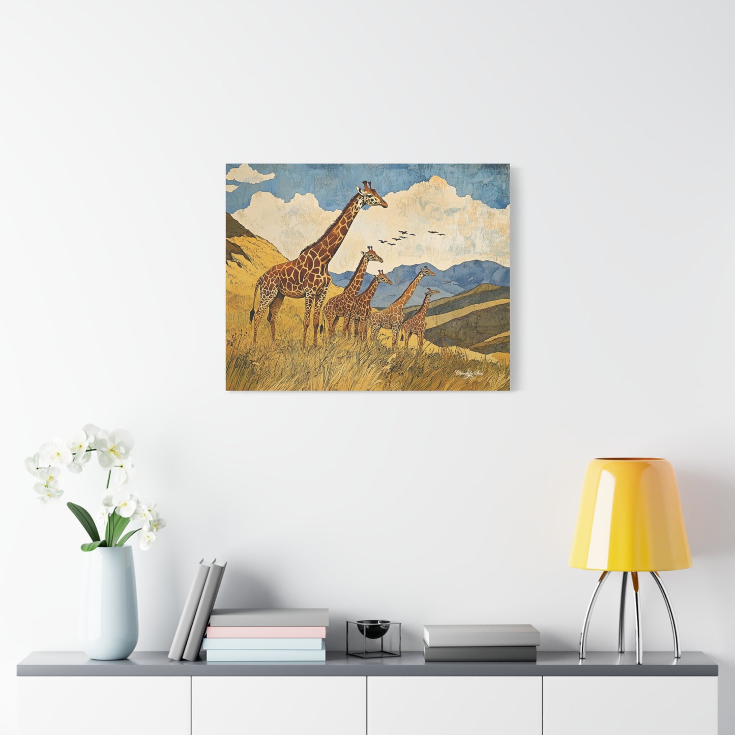 Canvas Art - A Tower of Giraffes In The African Suvanna