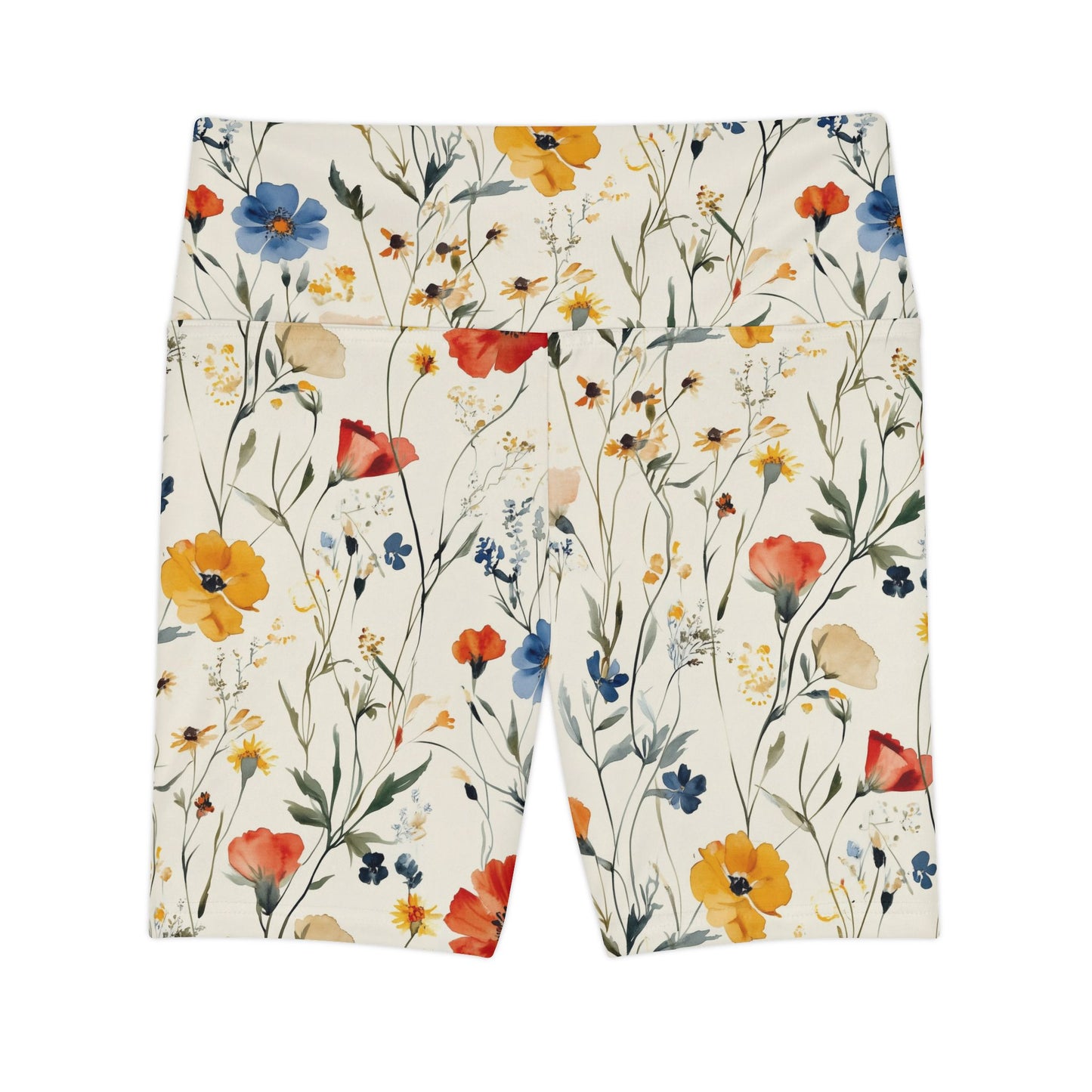 Athletic Shorts - Watercolor Boho Wildflowers On Cream
