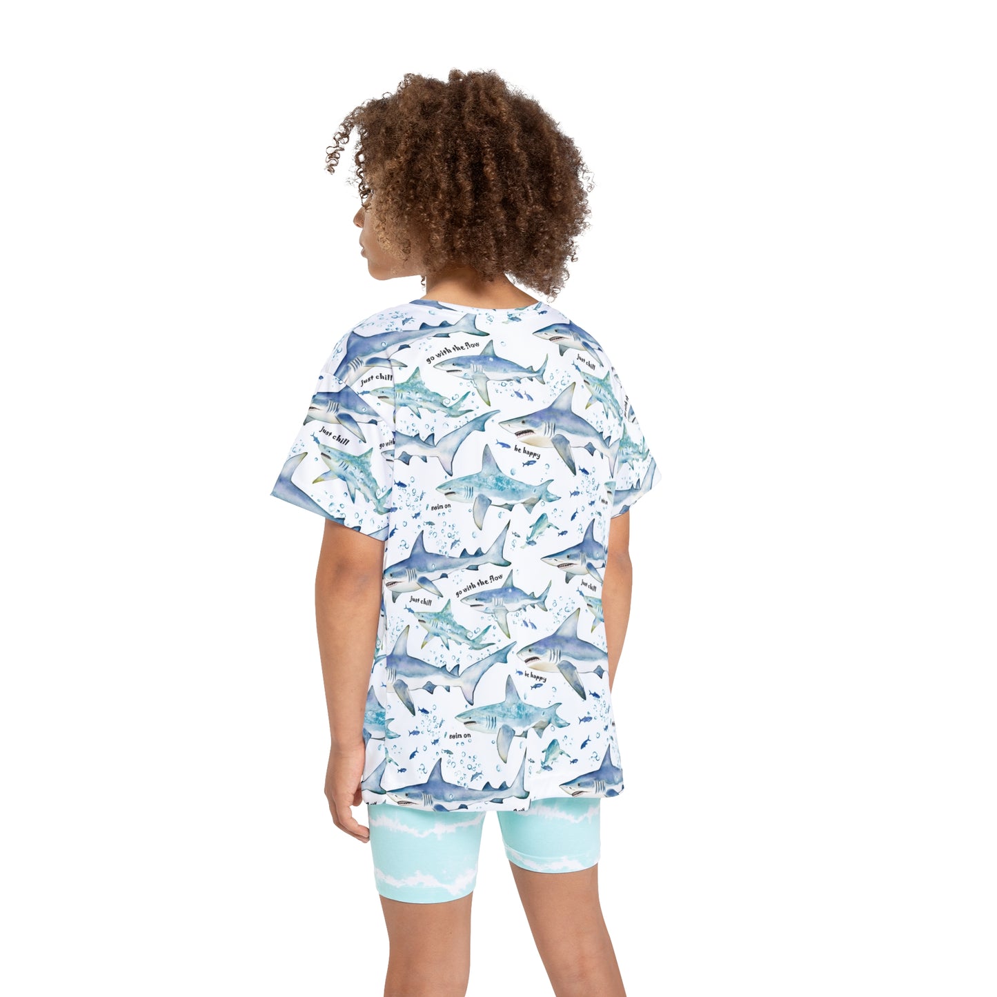 Kids Tshirt - Shark Sports Jersey With Happy Beach Quotes