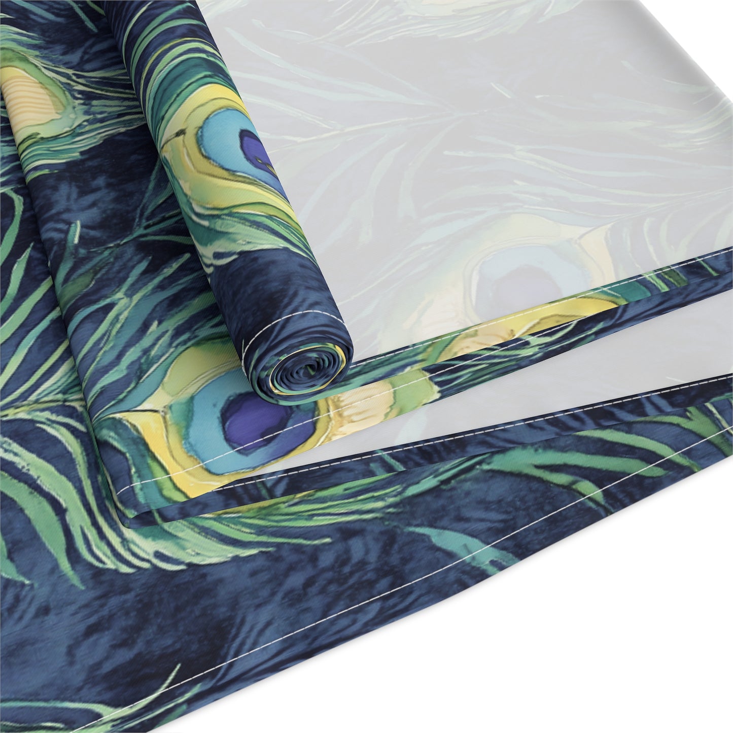 Table Runner - Elegant Peacock Feathers