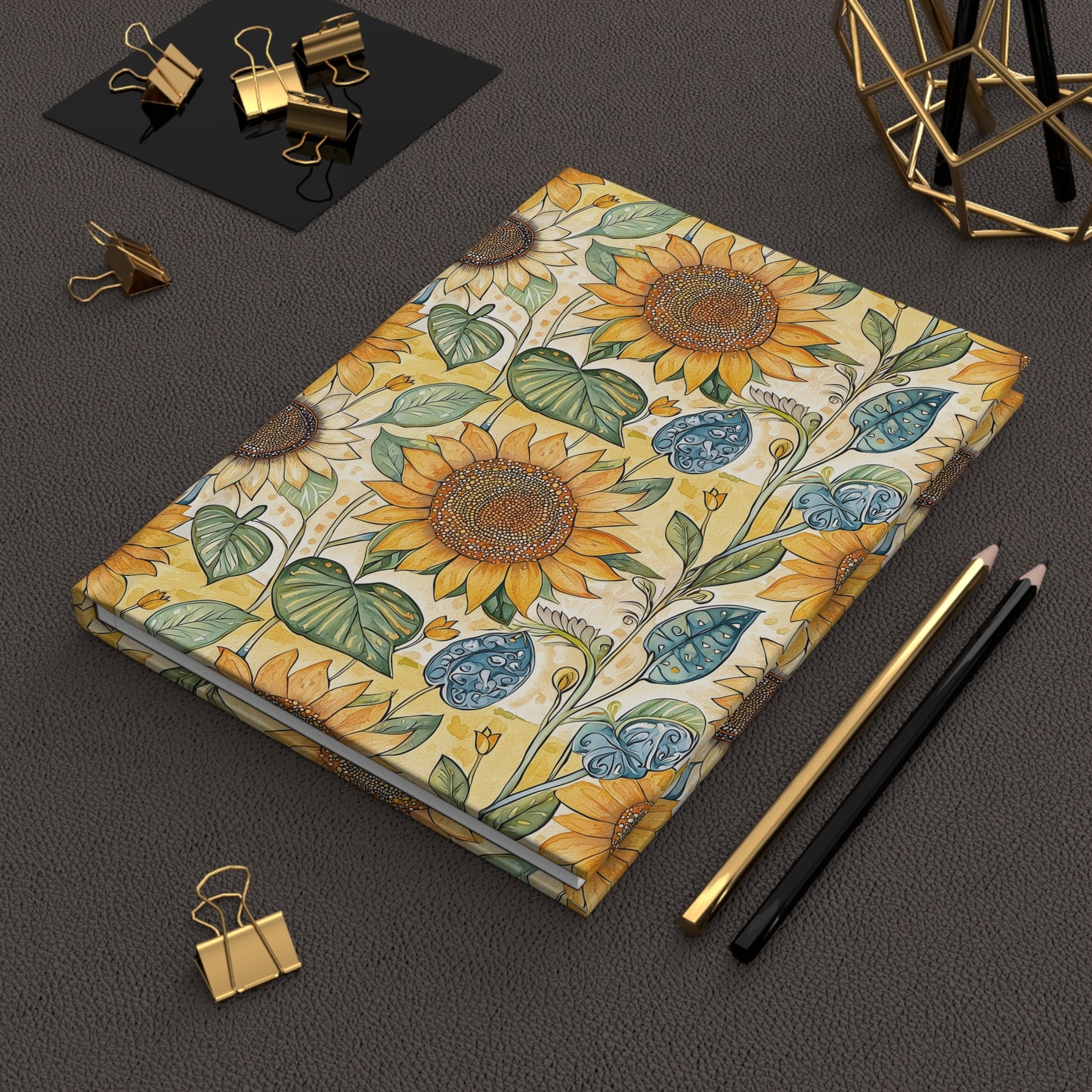 Hardcover Journal - Bright Sunflower Garden Floral Design