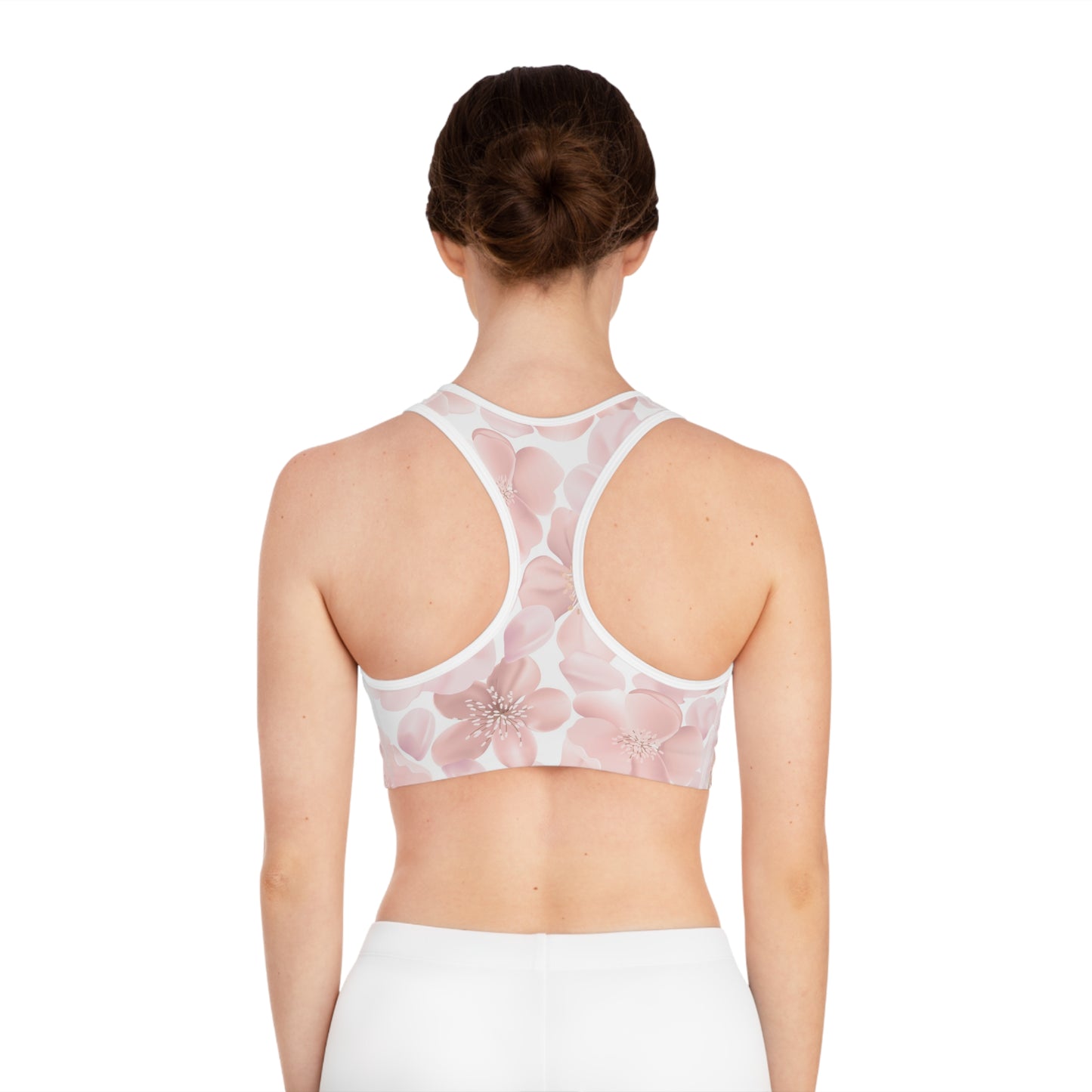 Floral Sports Bra - Pink Blossom Design for Active Women