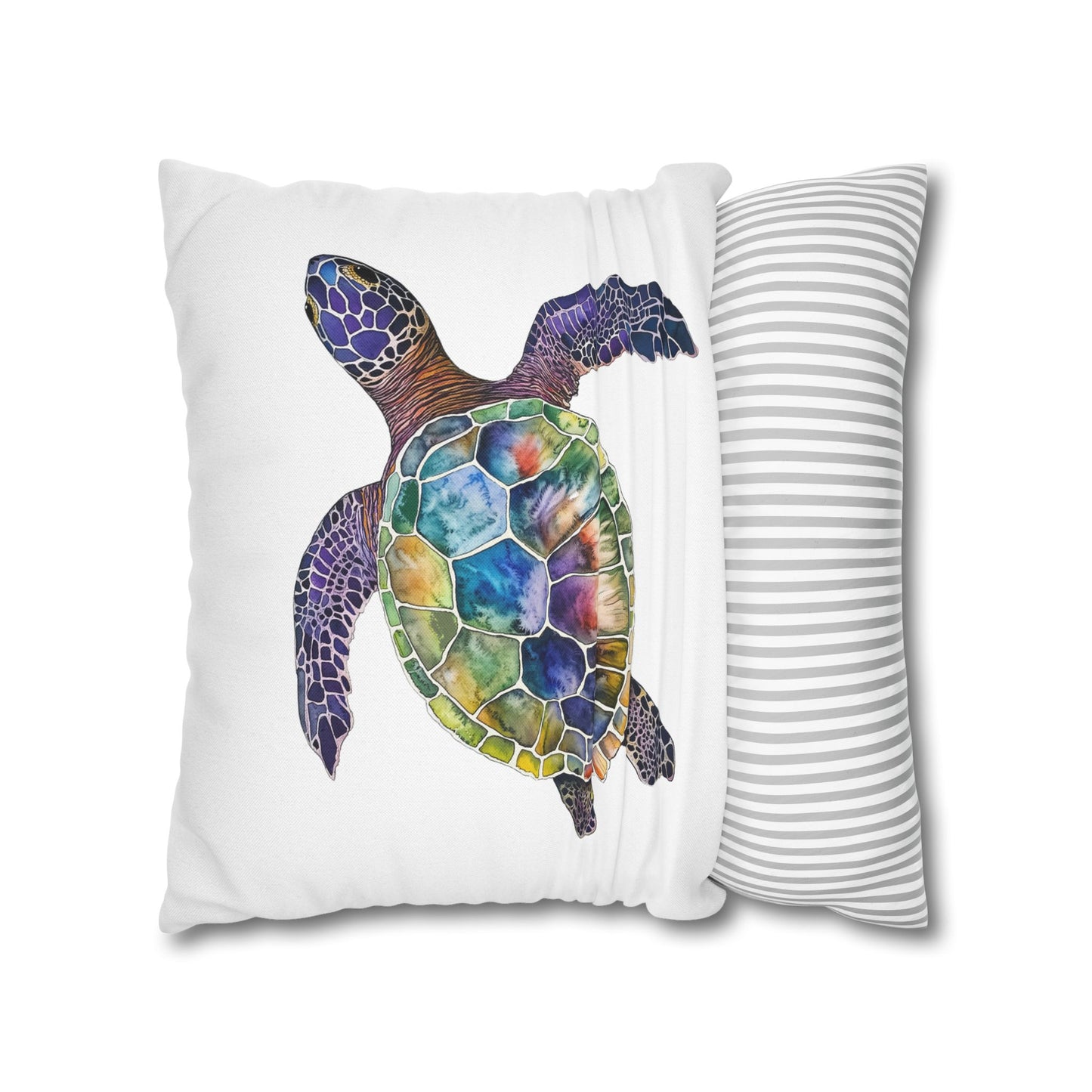 Square Pillow Cover - Ocean-Inspired Sea Turtle for Beach Lovers