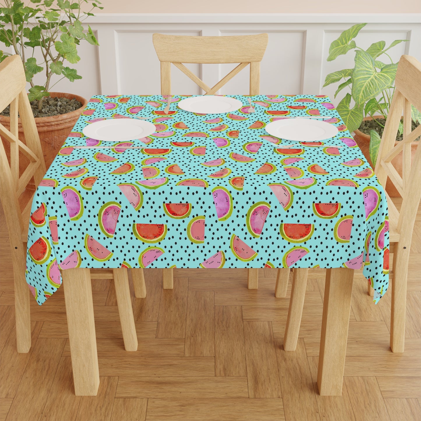 Square Tablecloth - Summer Watermelon & Polka Dot Seeds