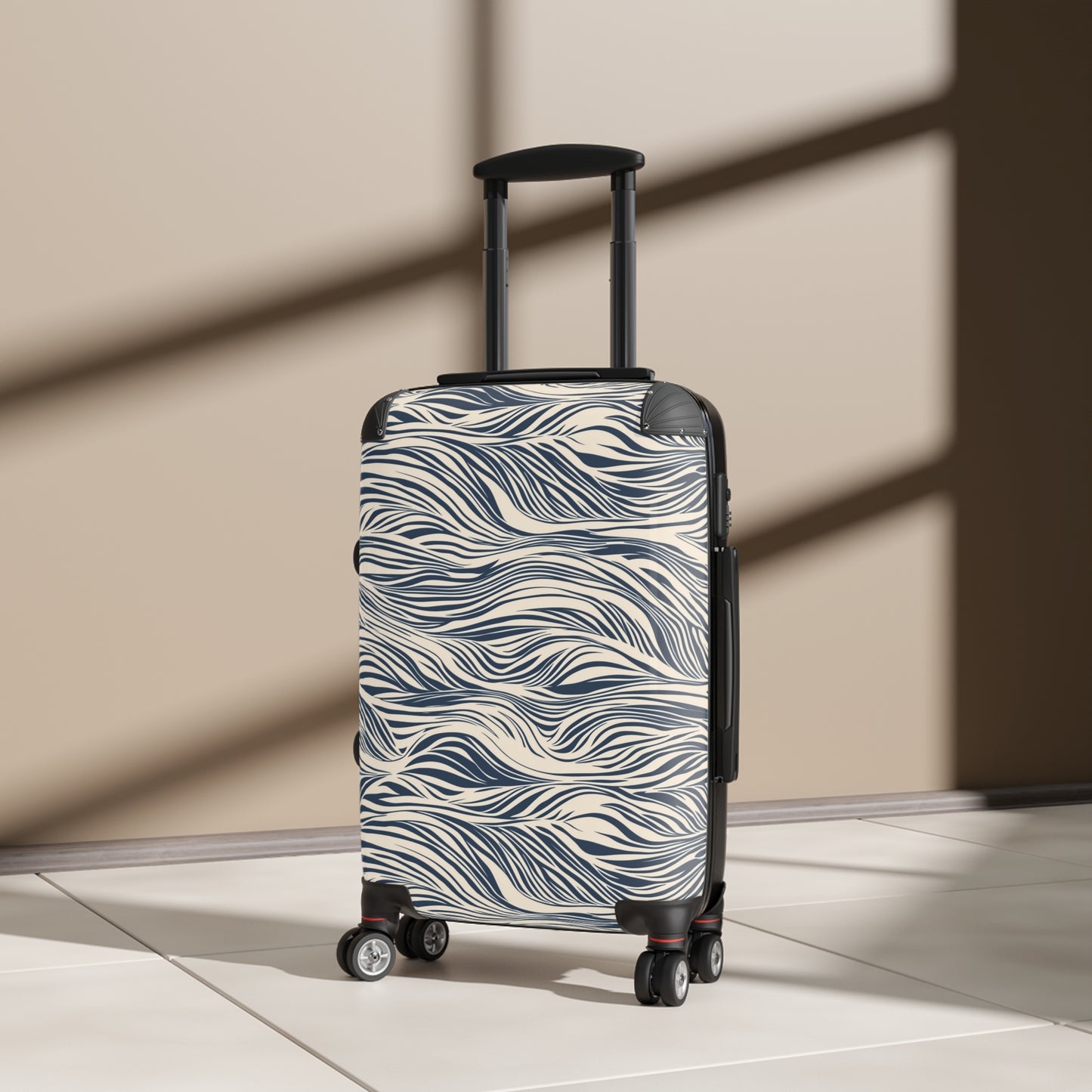 Travel Suitcase - Coastal Navy Wave Pattern