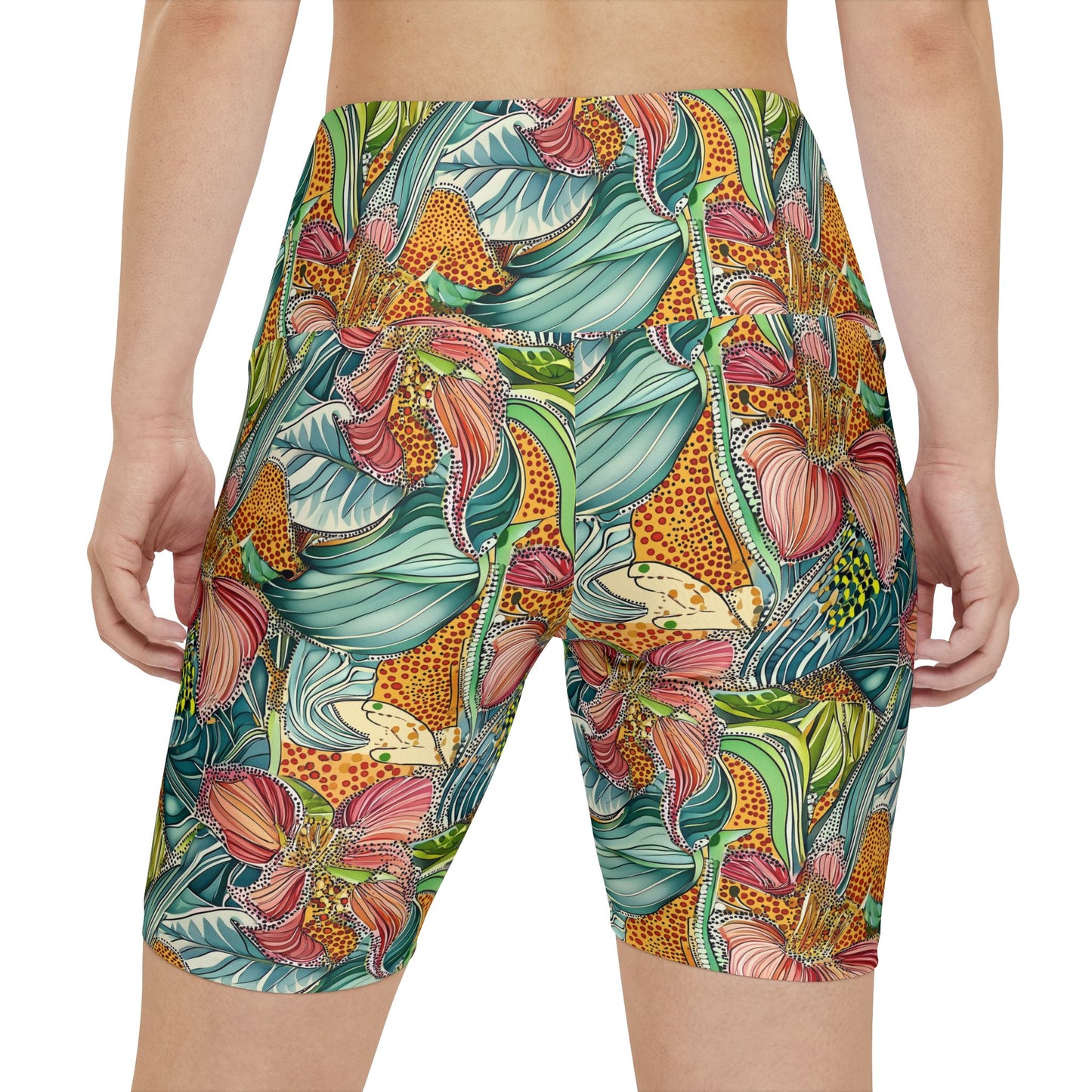 Athletic Shorts - Tropical Irises and Animal Print