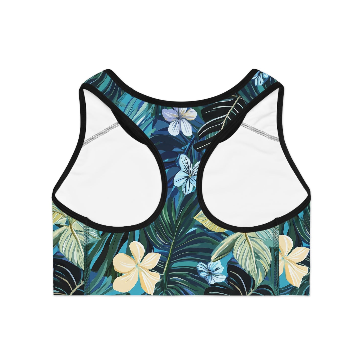 Sports Bra - Blue Hawaii Island Floral