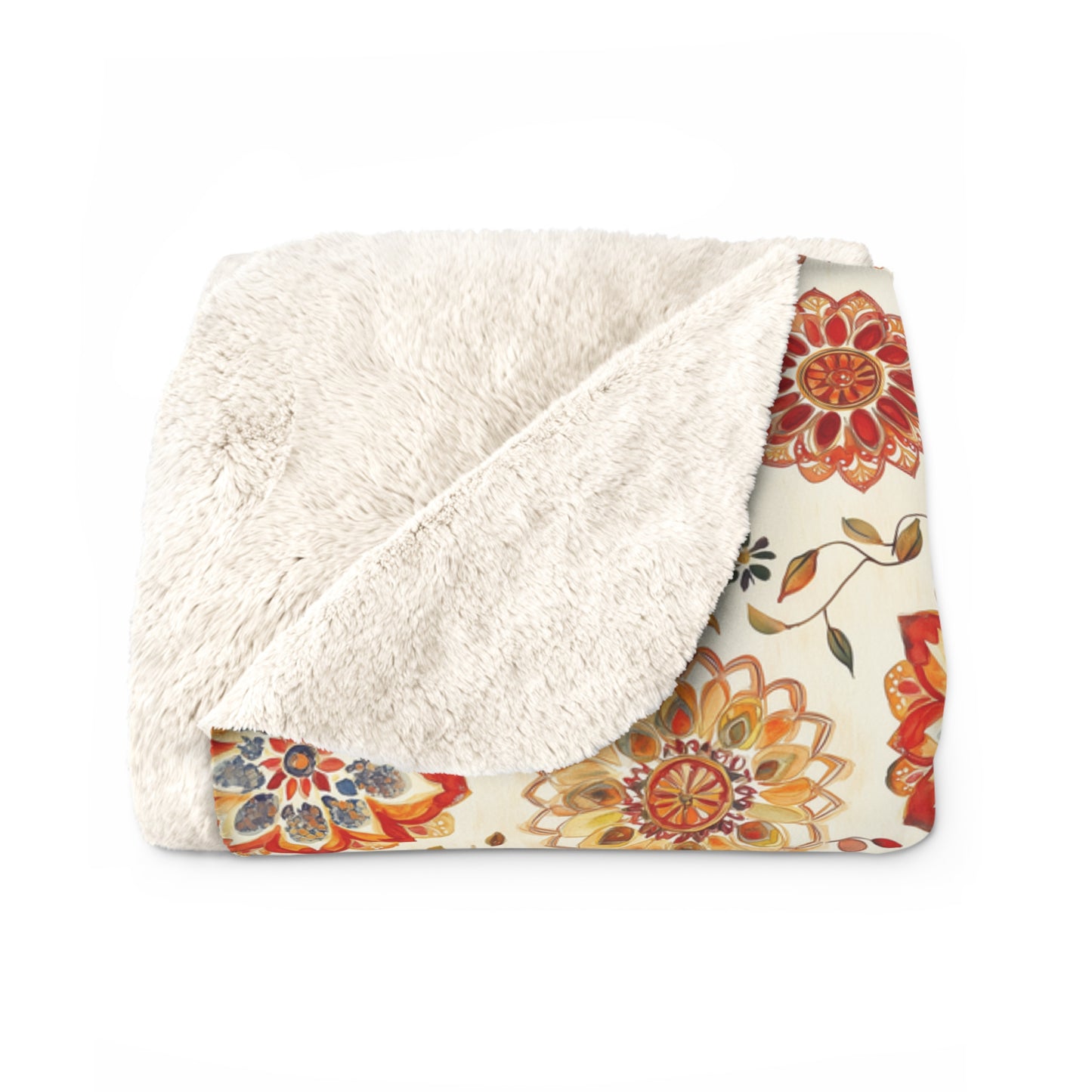 Sherpa Fleece Blanket - Floral Zen Mandalas