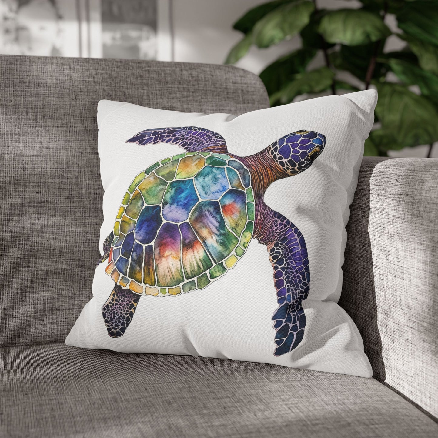 Square Pillow Cover - Ocean-Inspired Sea Turtle for Beach Lovers