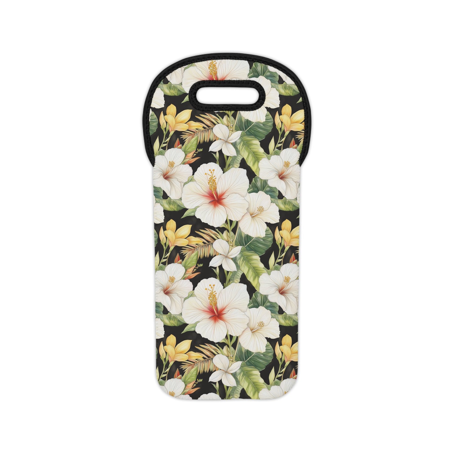 Tote Bag - Tropical Hibiscus Design for Wine Lovers