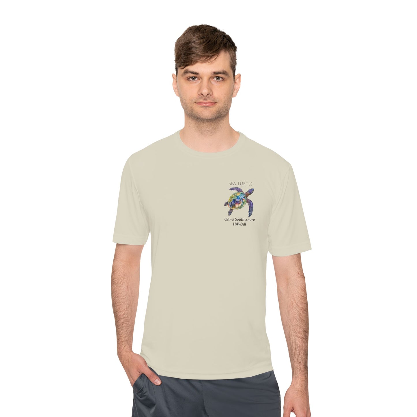 Men's Novelty Tshirt - Sea Turtle Watercolor Of Oahu South Shore, Hawaii