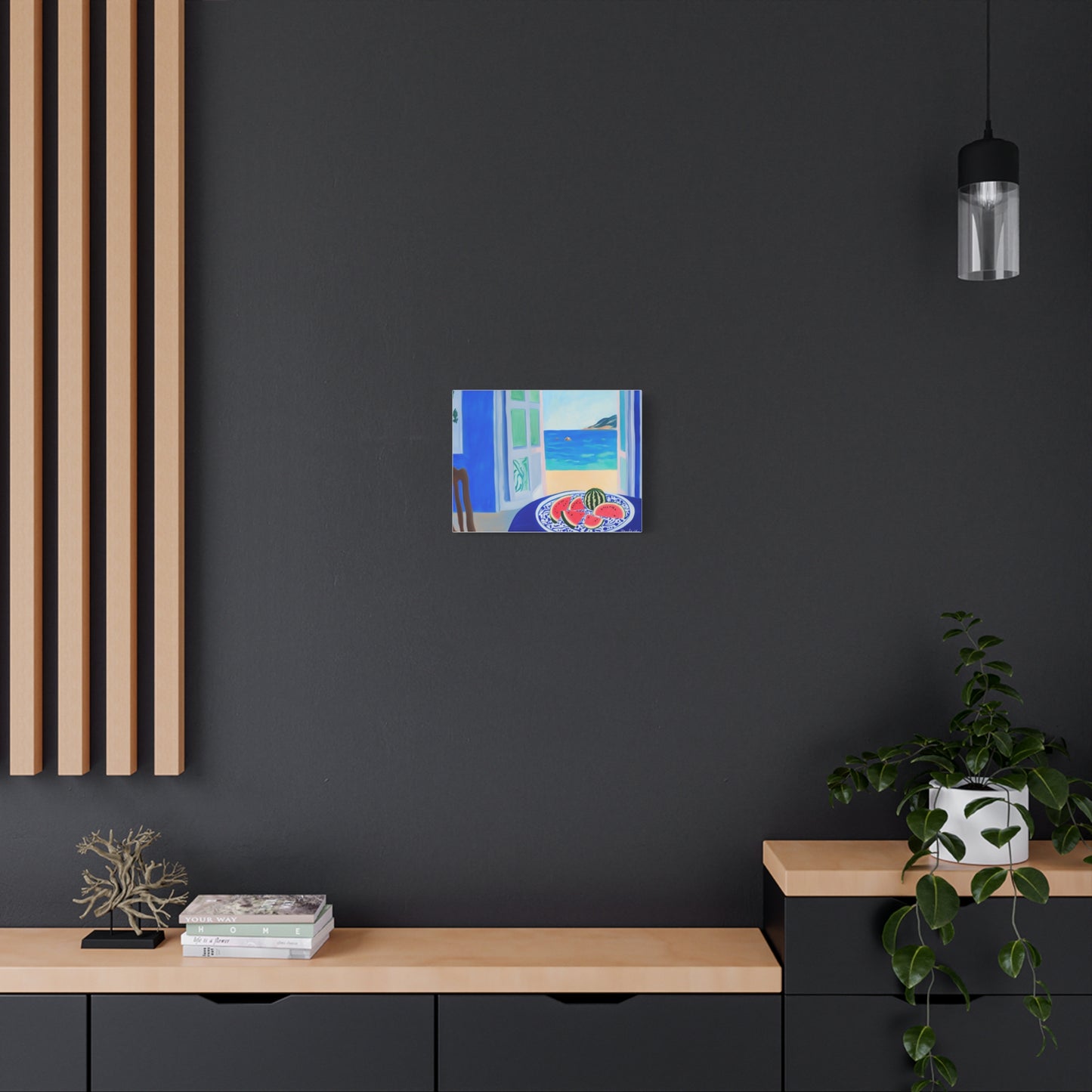 Canvas Print - Watermelon Slices On Seaside Cafe Table Coastal Wall Art