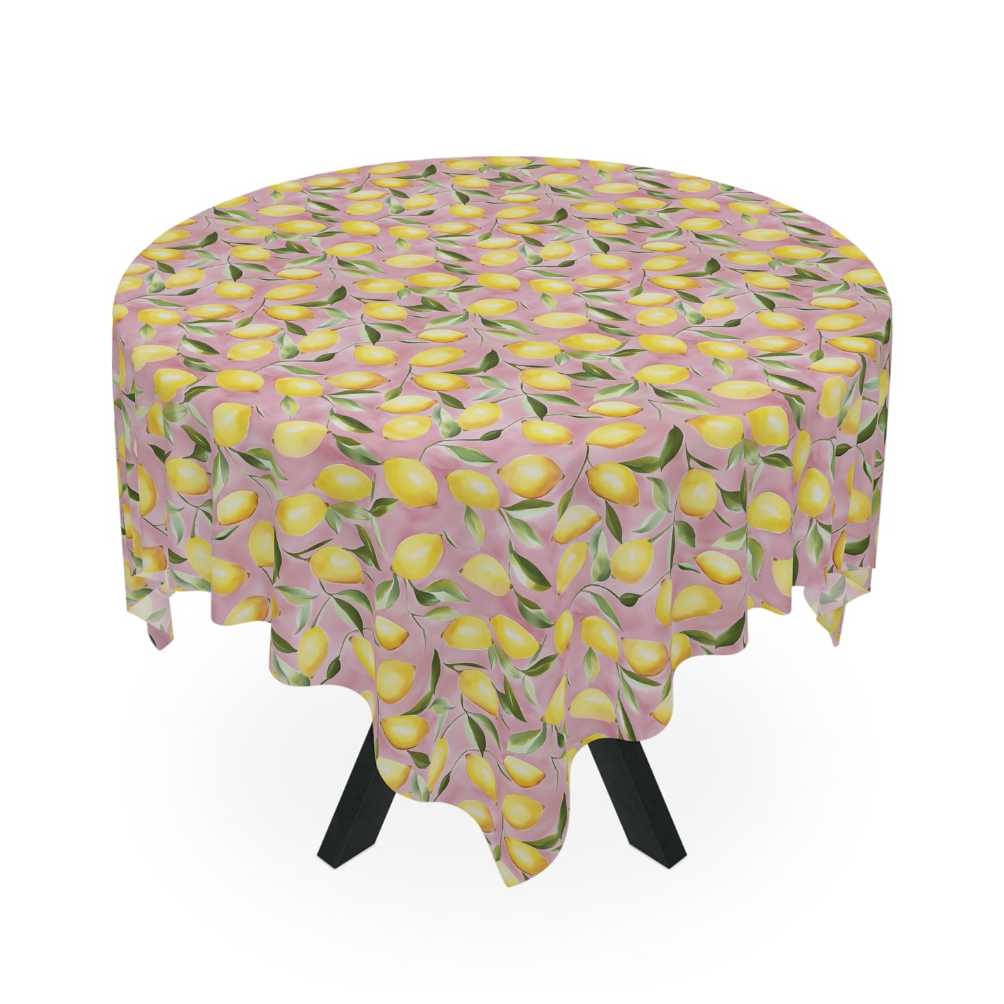 Square Tablecloth - Ripe Lemons On Pink Watercolor