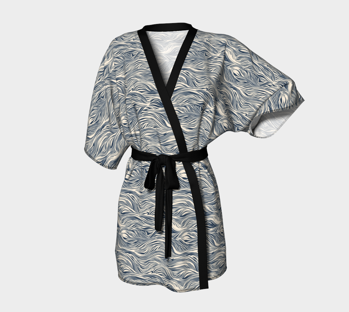 Ocean Waves Navy Short Kimono