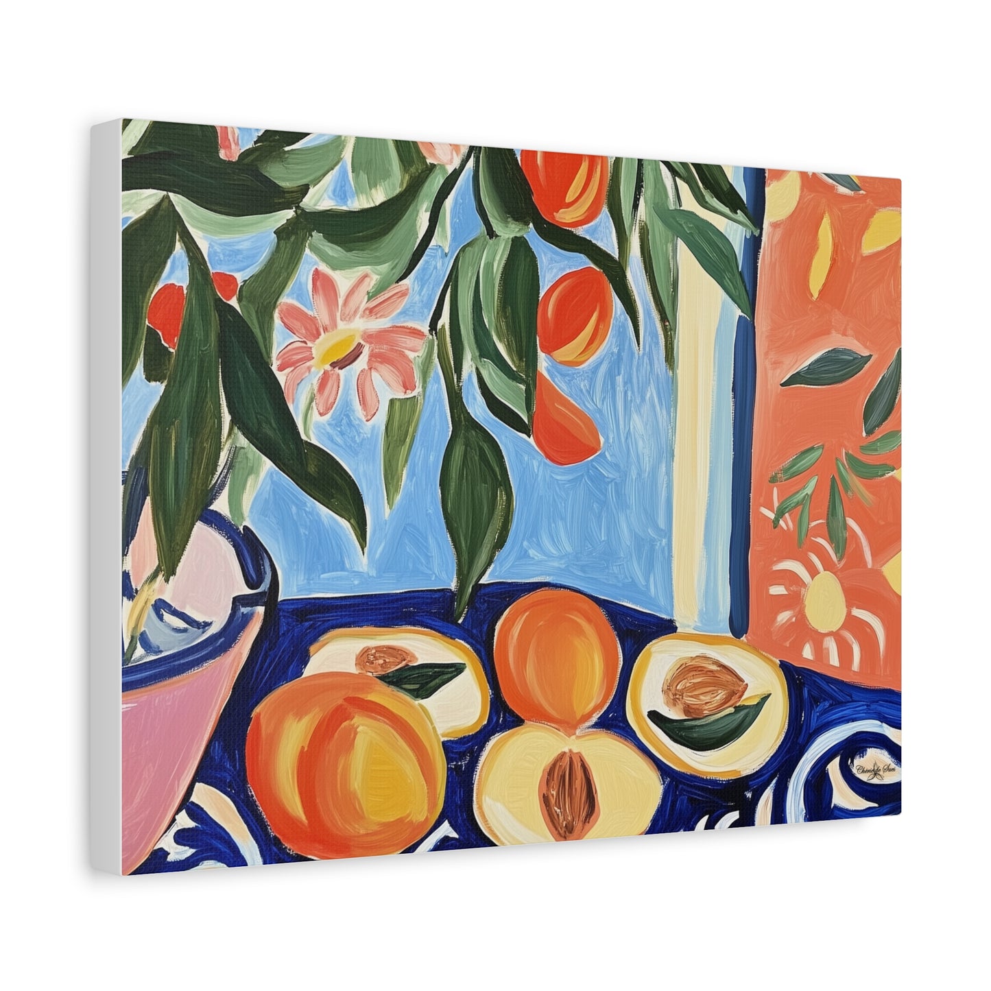 Canvas Art - Flowers And Peaches Still Life