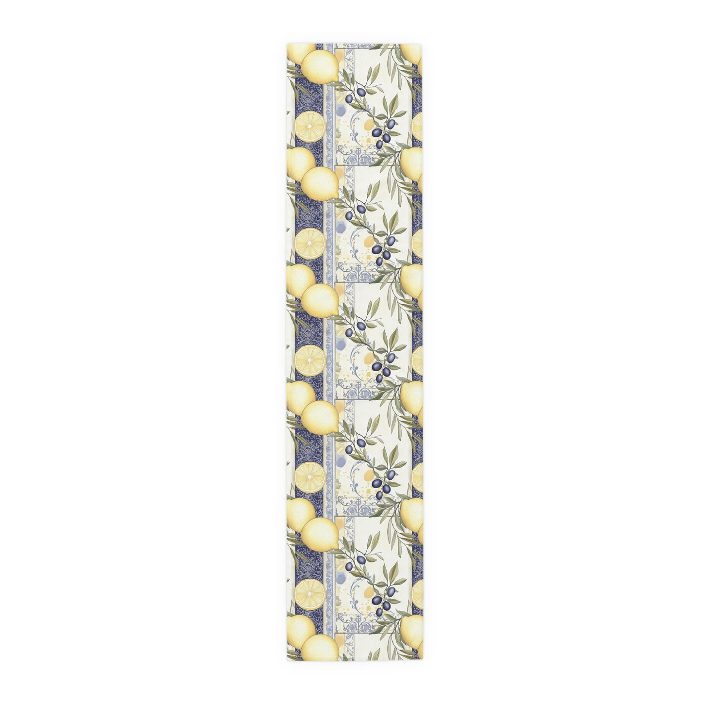 Table Runner - Cotton Mediterranean Tuscun Lemon & Olive Design