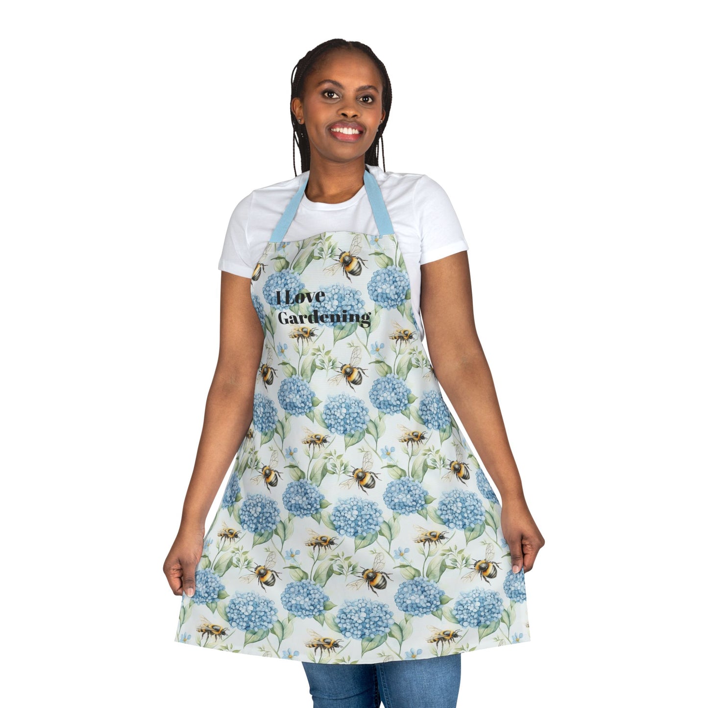 Apron - Blue Hydrangea And Busy Bees Gardening