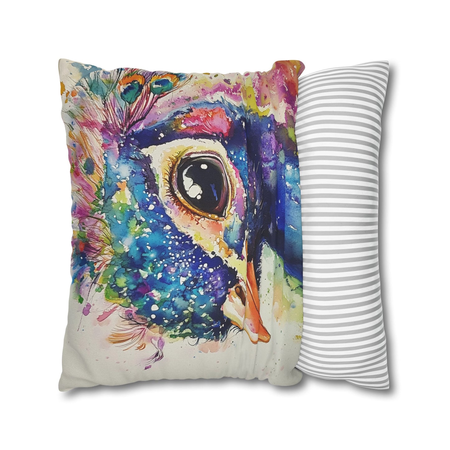 Print Pillowcase - Baby Peacock In Colorful Watercolors