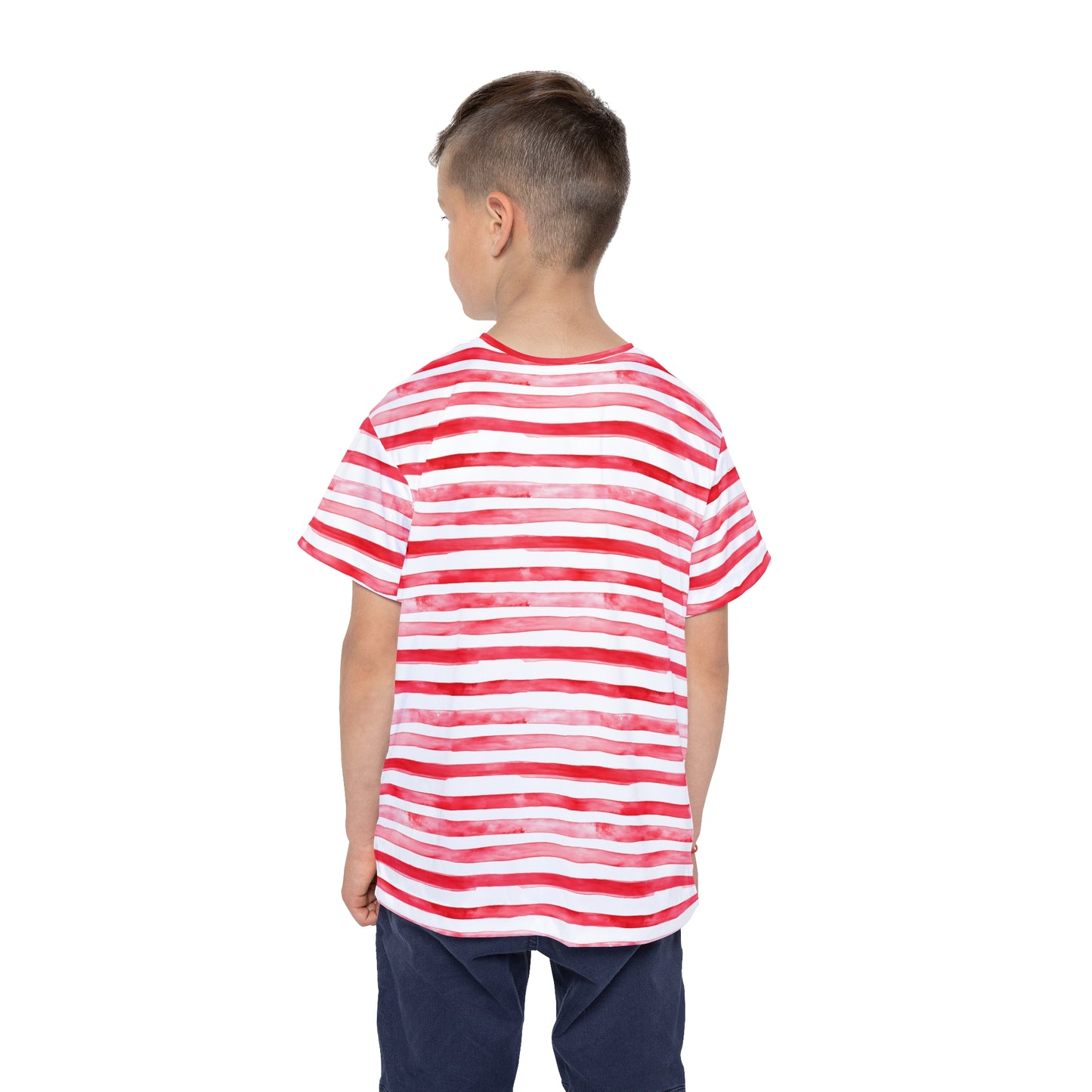 Kids Tshirt Red And White Watercolor Stripes