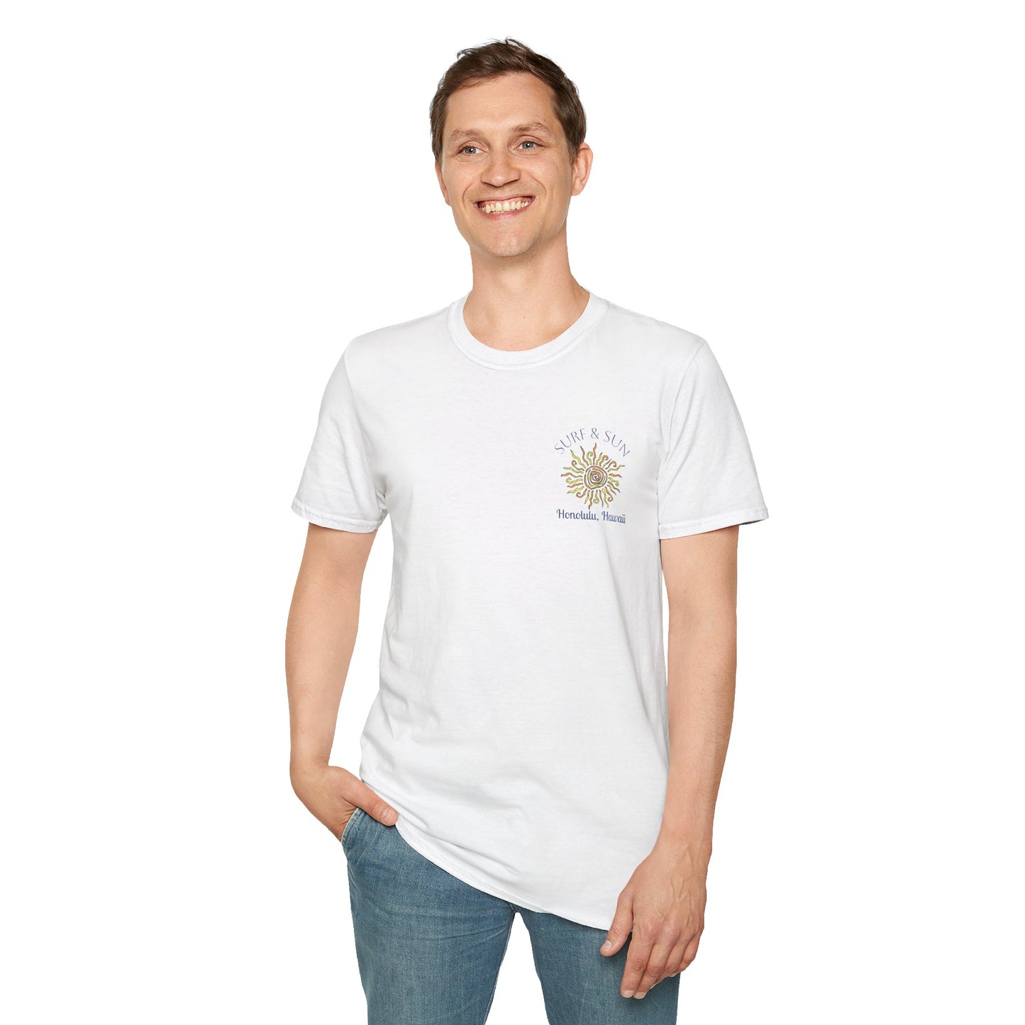 Men's Novelty T-Shirt - Surf & Sun Honolulu Hawaii