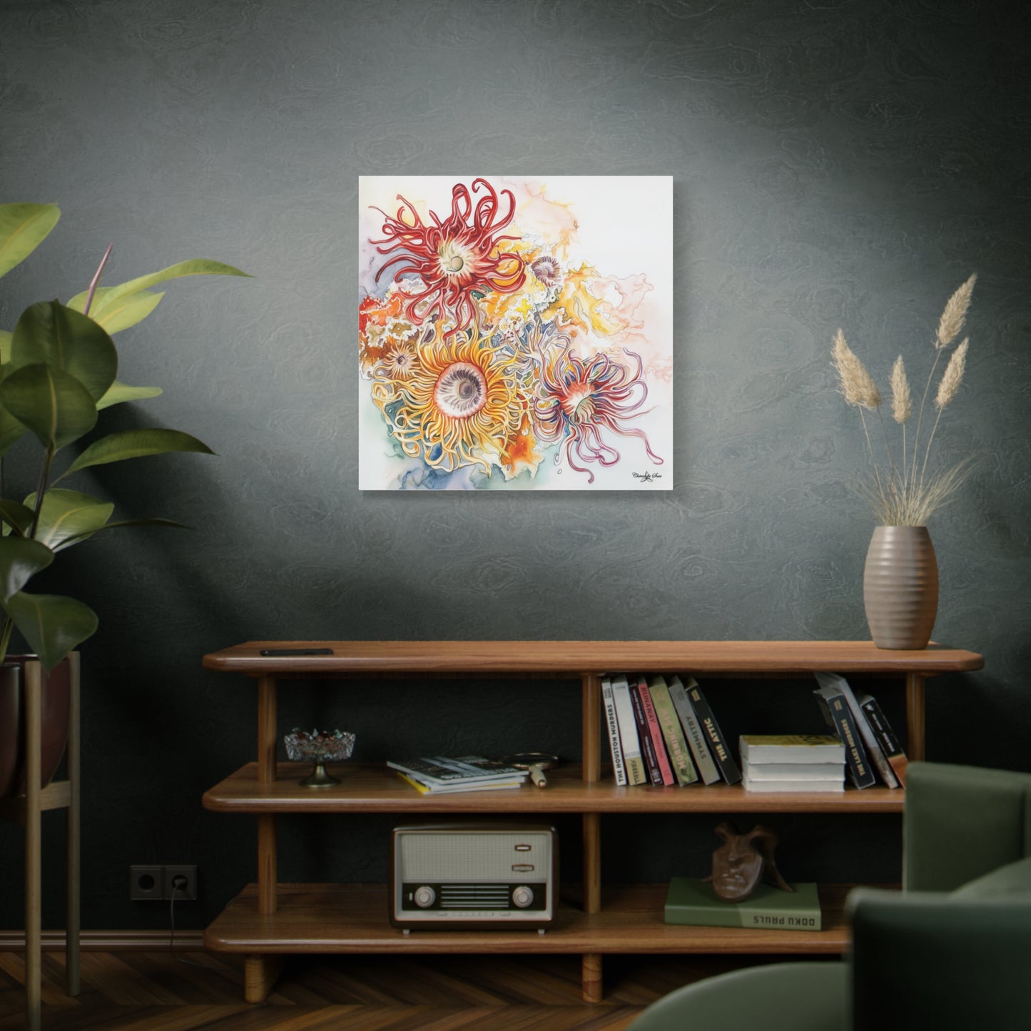 Canvas Art - Ocean Sea Anemones Watercolor
