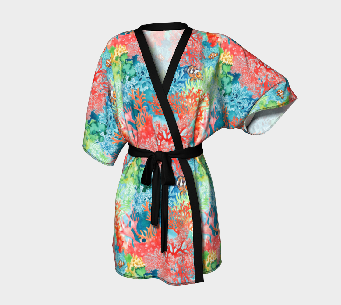 Coral Reef & Clown Fish Short Kimono
