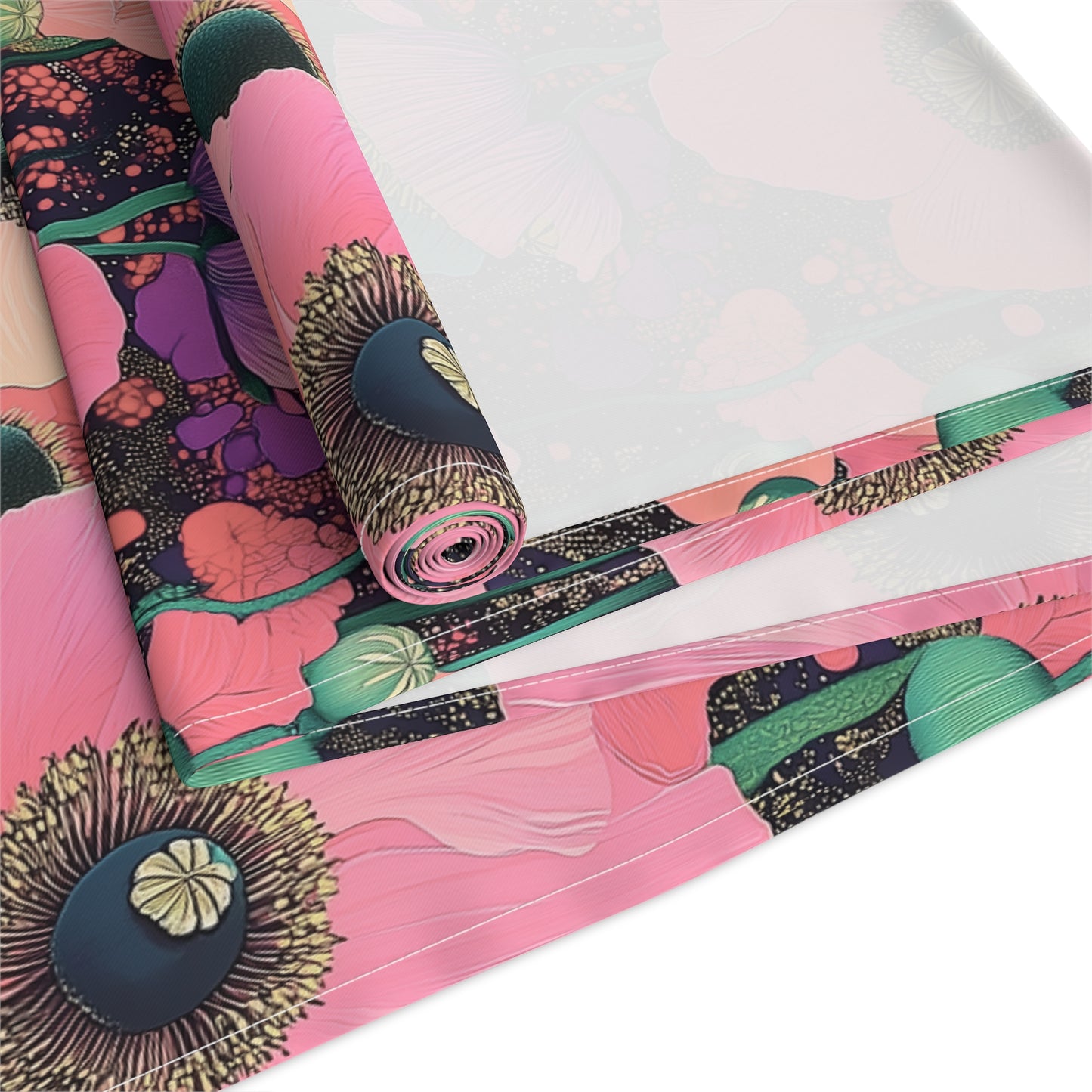 Table Runner - Elegant Pink Poppy Floral On Fresh Cotton