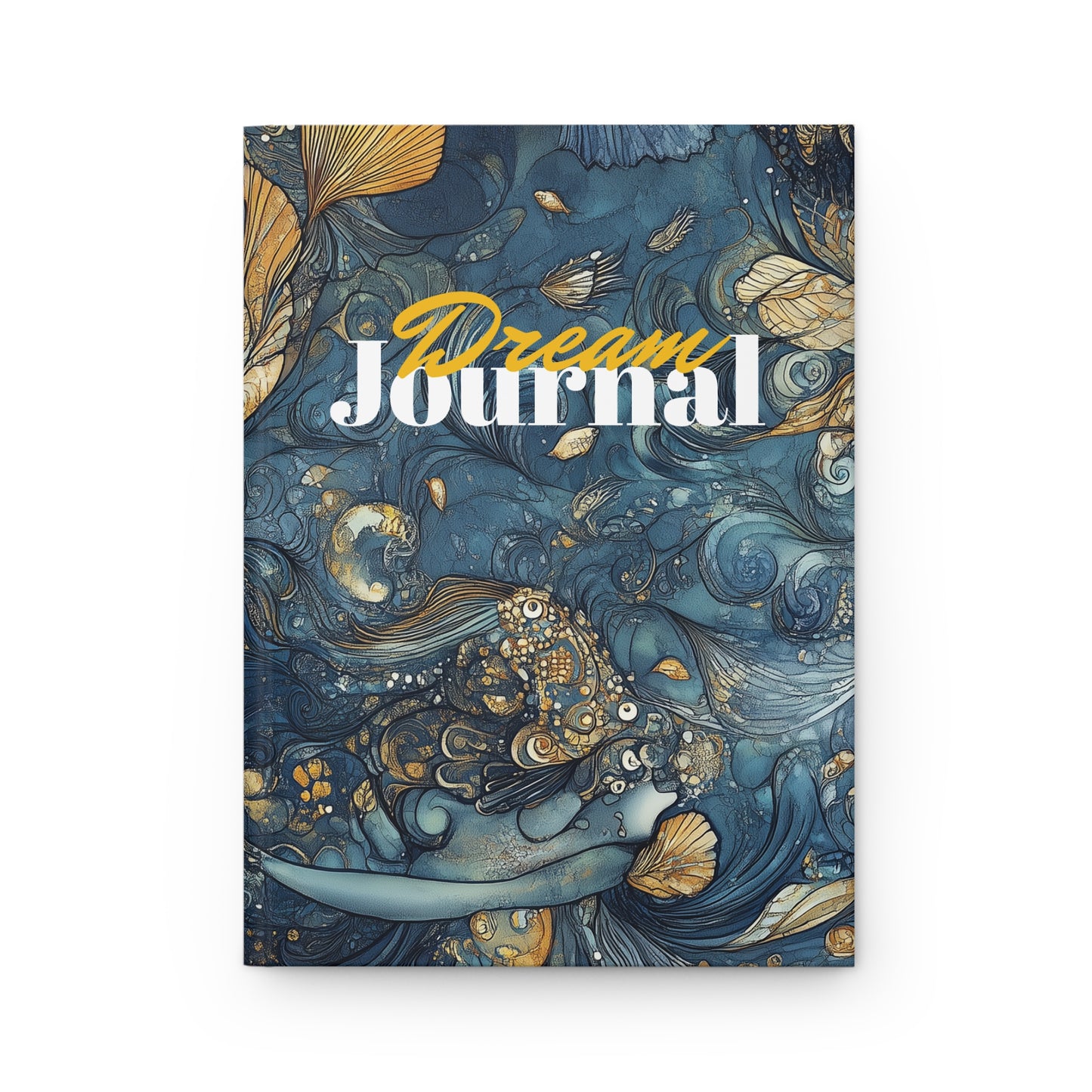 Hardcover Journal - Abstract Ocean Dream Golden Elements