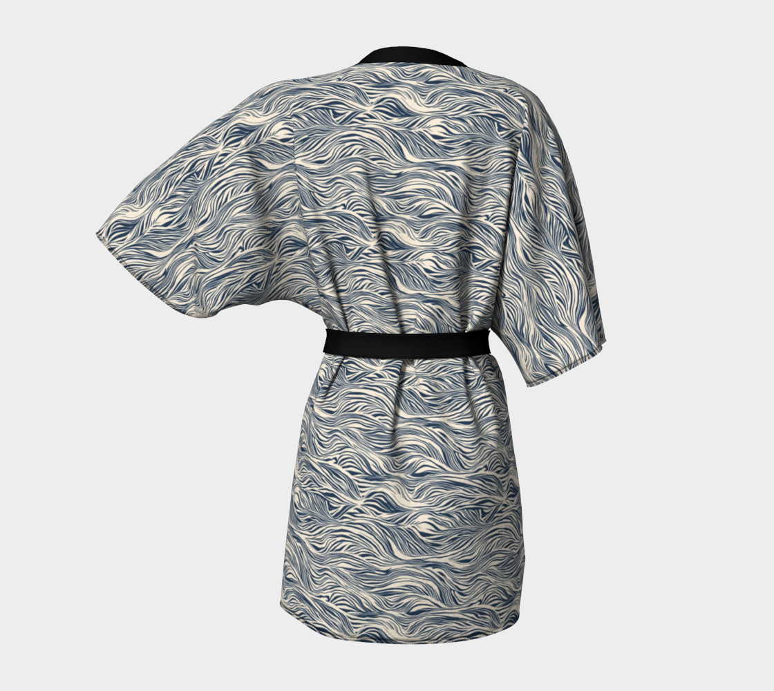 Ocean Waves Navy Short Kimono