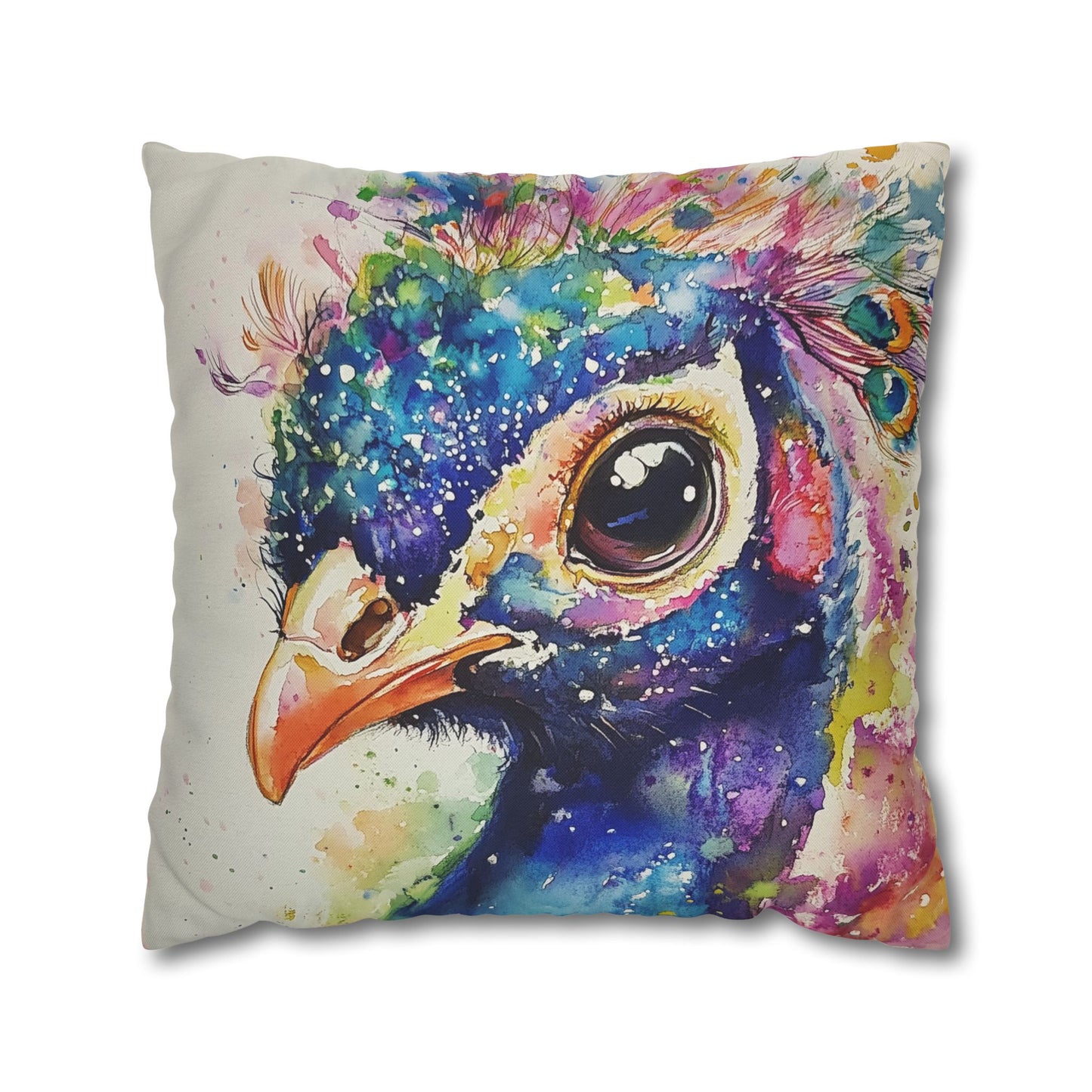 Print Pillowcase - Baby Peacock In Colorful Watercolors