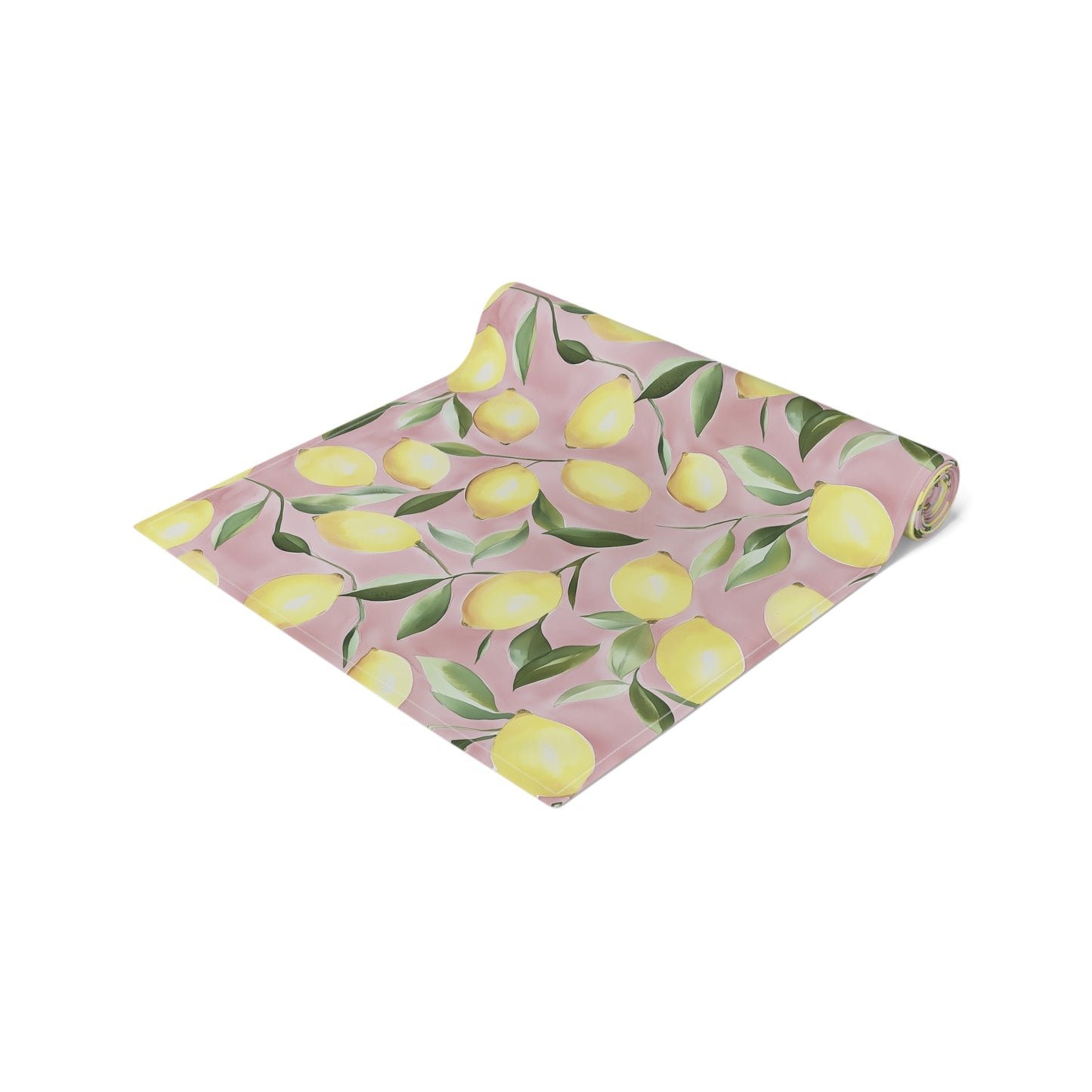 Table Runner - Ripe Lemons On Pink Watercolor