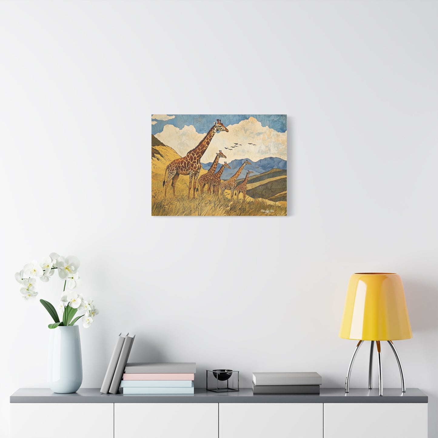 Canvas Art - A Tower of Giraffes In The African Suvanna