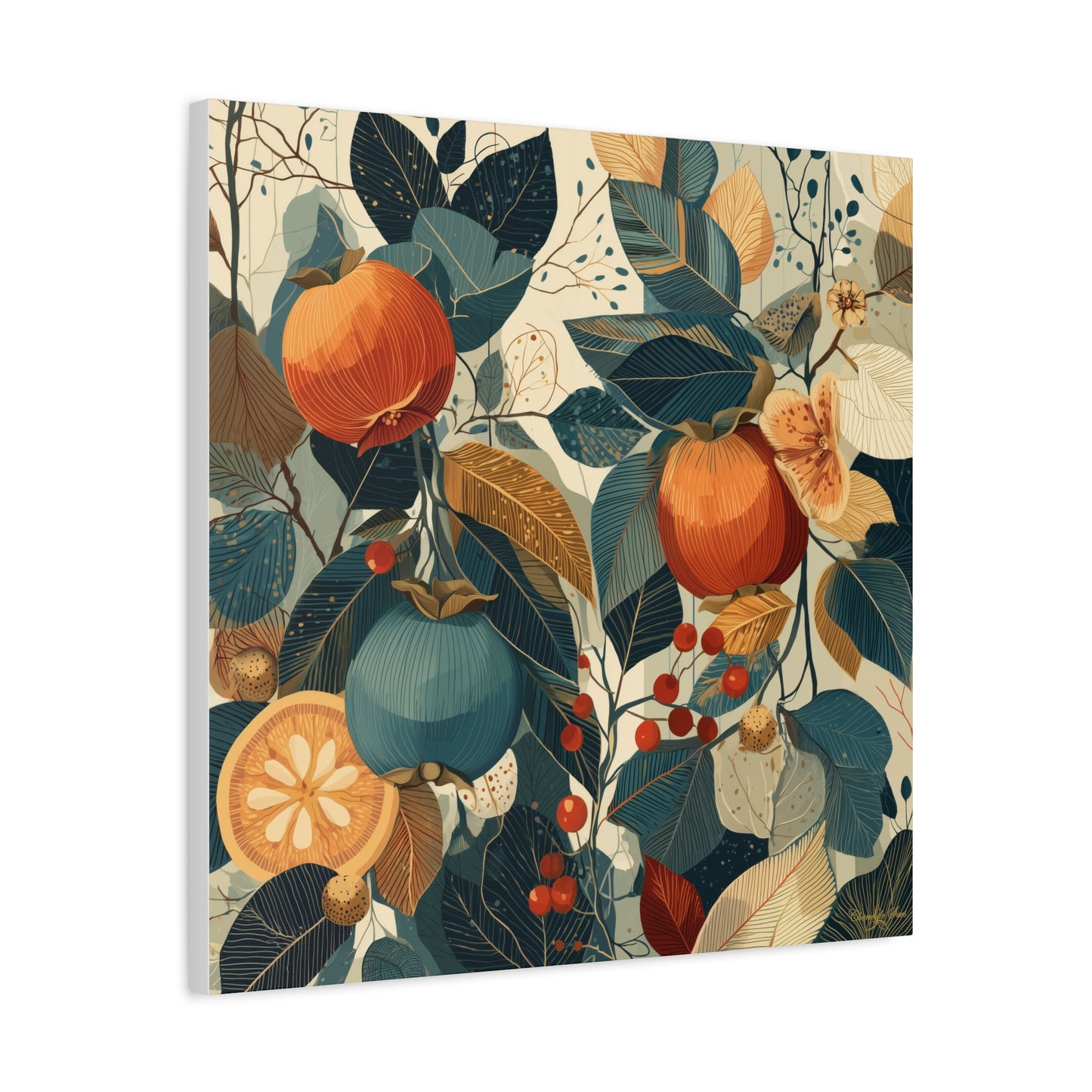 Canvas Art - Autumn Harvest Persimmons Fruit