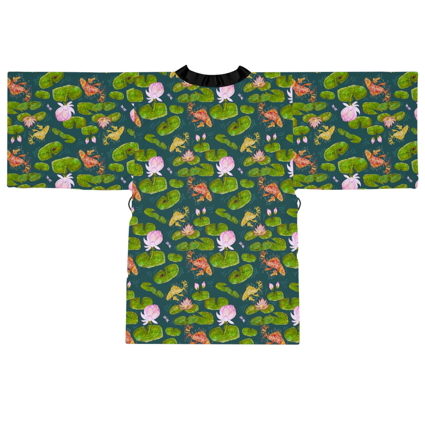 Kimono Robe - Japanese Koi Pond And Pink Lily Pads