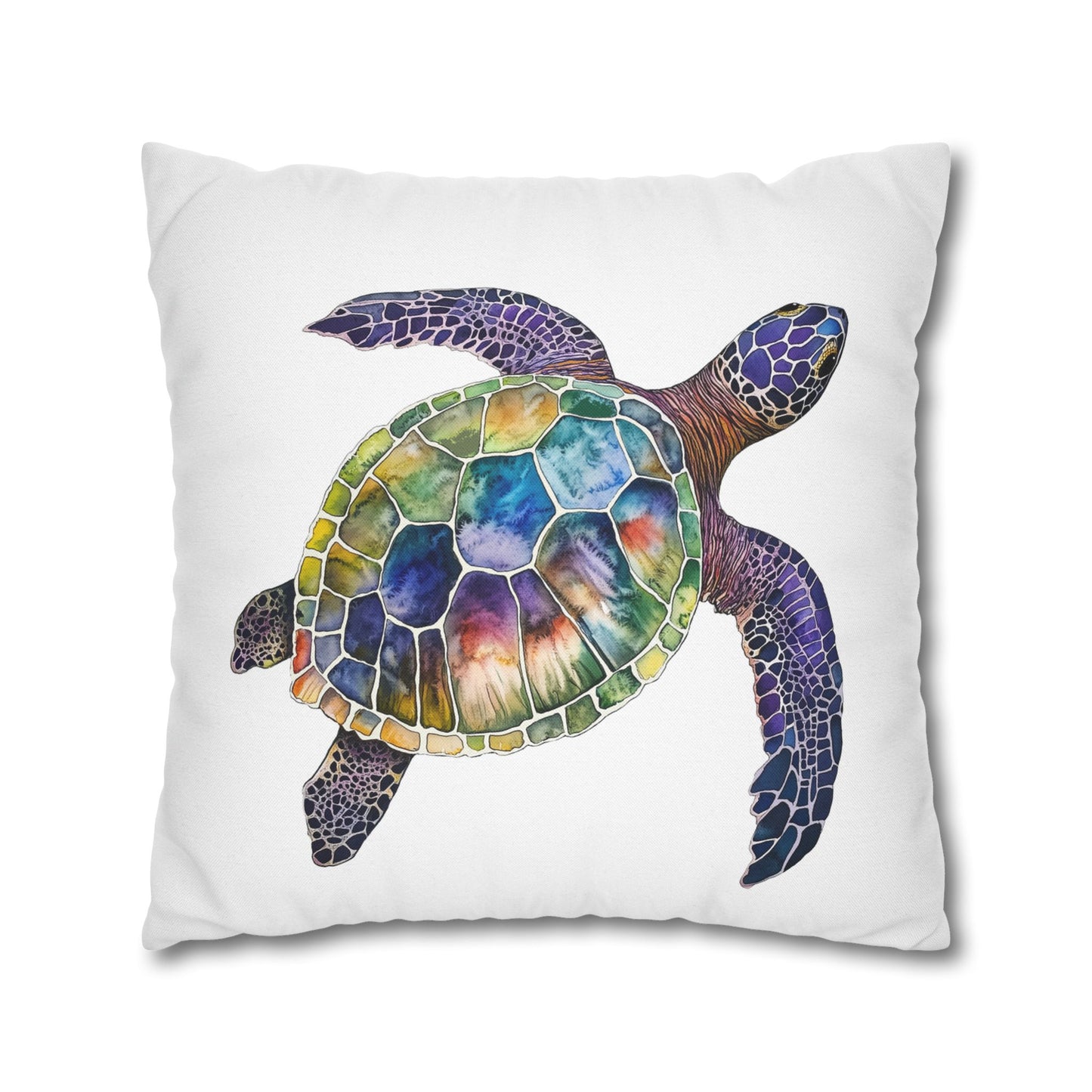 Square Pillow Cover - Ocean-Inspired Sea Turtle for Beach Lovers