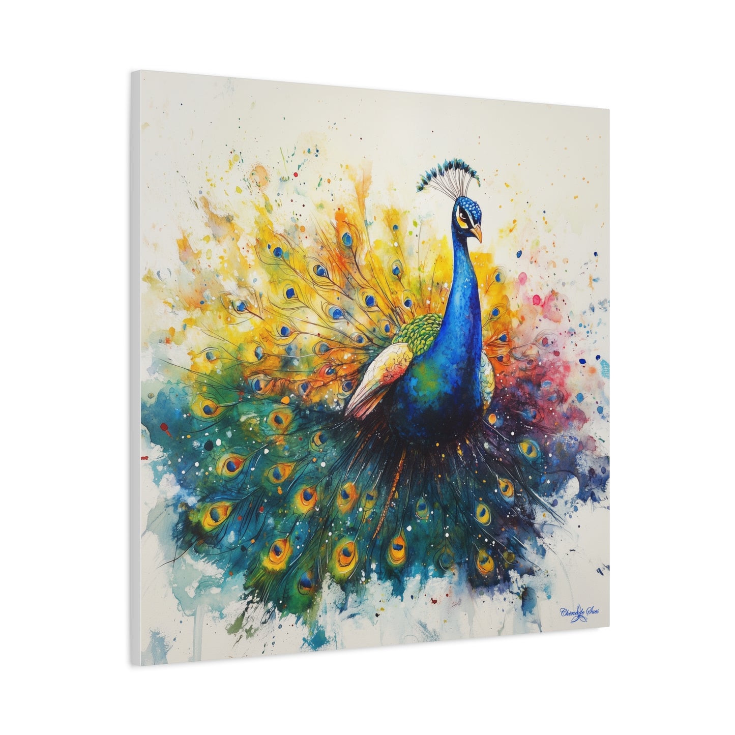 Canvas Art - Elegant Peacock Watercolor